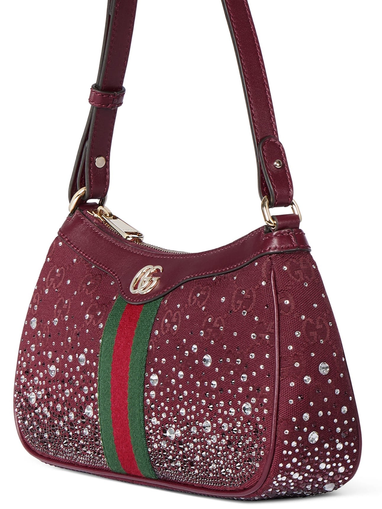 Túi Gucci Ophidia Crystals Small Shoulder Bag Rosso Ancora Red GG Canvas 15