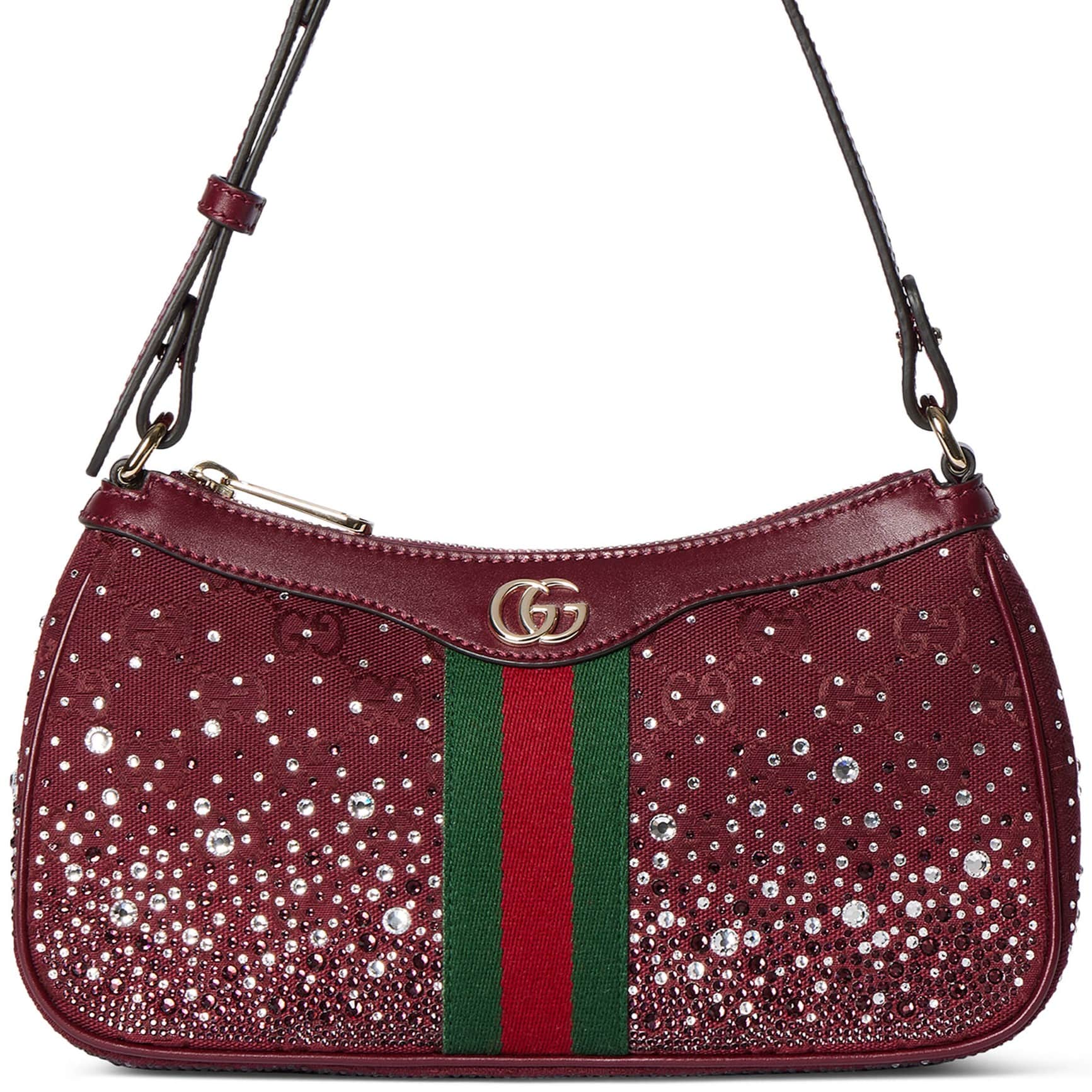 Túi Gucci Ophidia Crystals Small Shoulder Bag Rosso Ancora Red GG Canvas 16