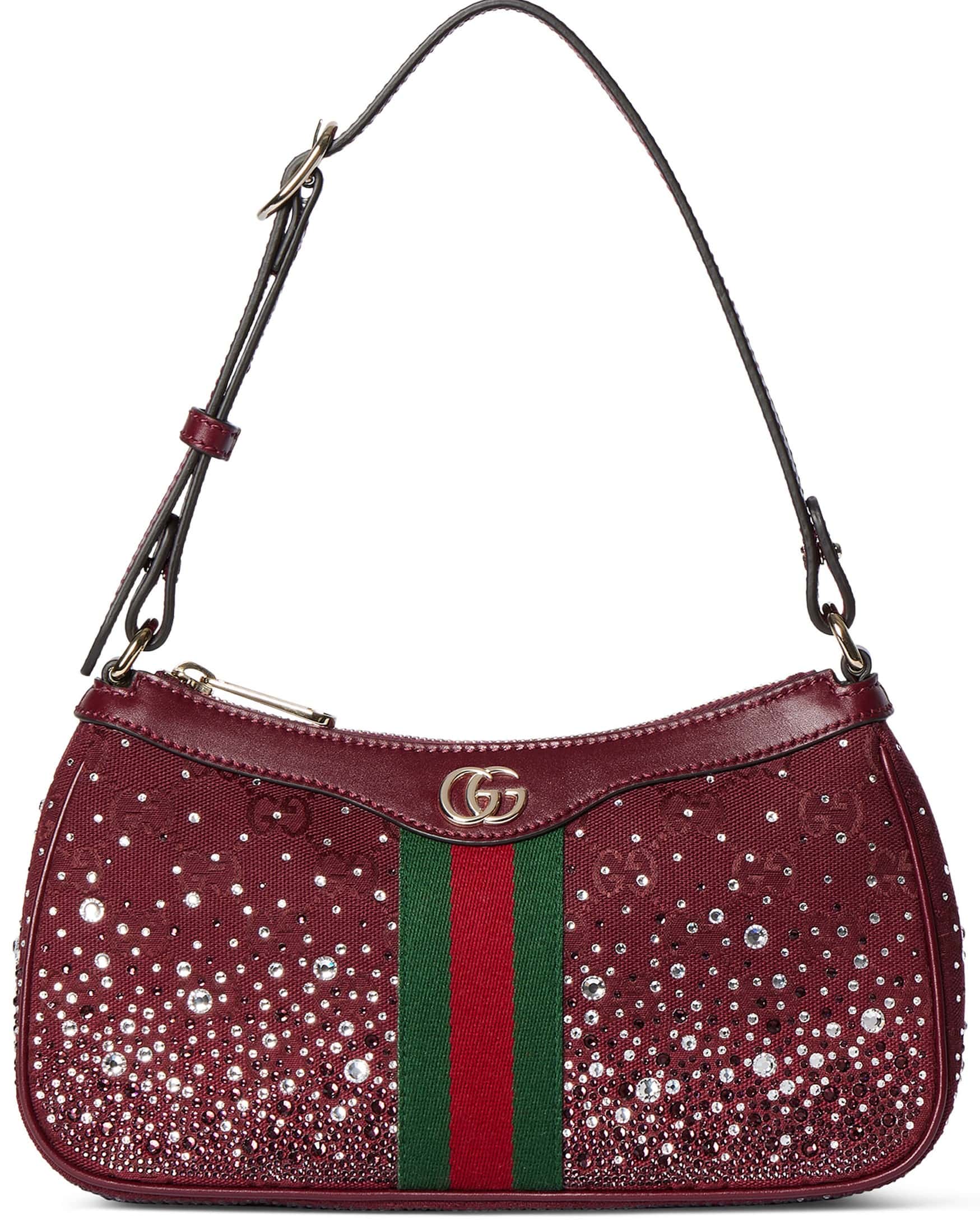 Túi Gucci Ophidia Crystals Small Shoulder Bag Rosso Ancora Red GG Canvas 19