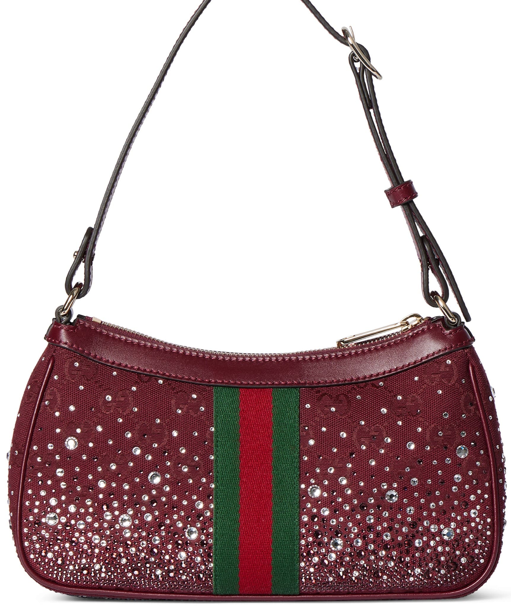 Túi Gucci Ophidia Crystals Small Shoulder Bag Rosso Ancora Red GG Canvas 23