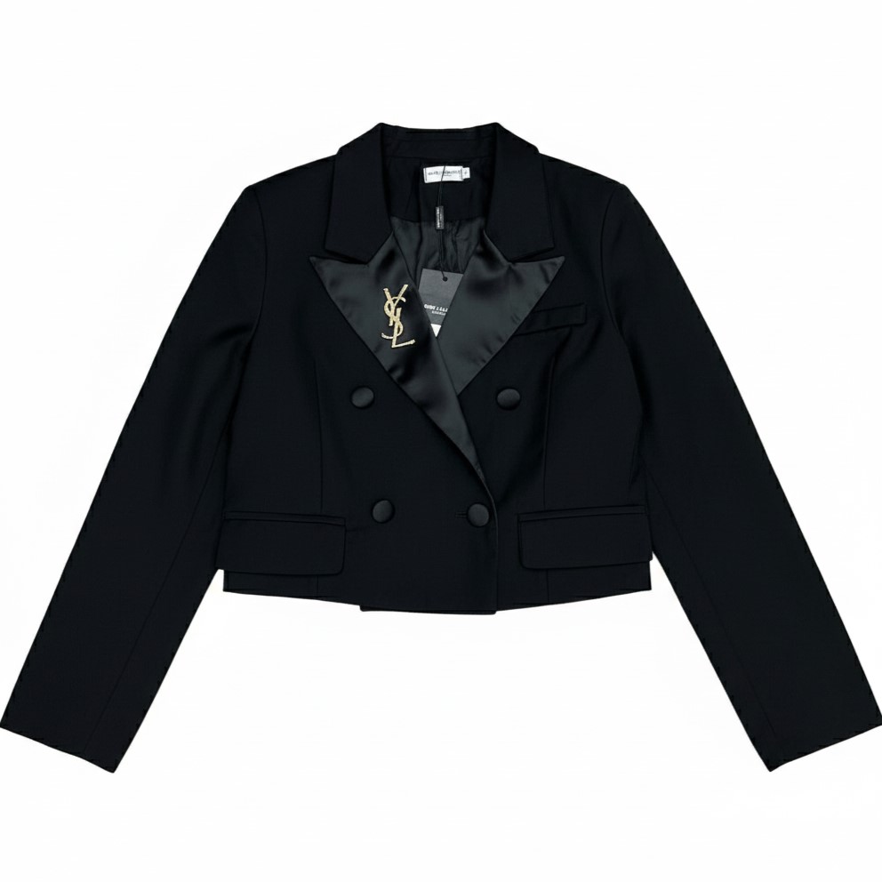 Áo khoác phom ngắn tay dài đen YSL 1
