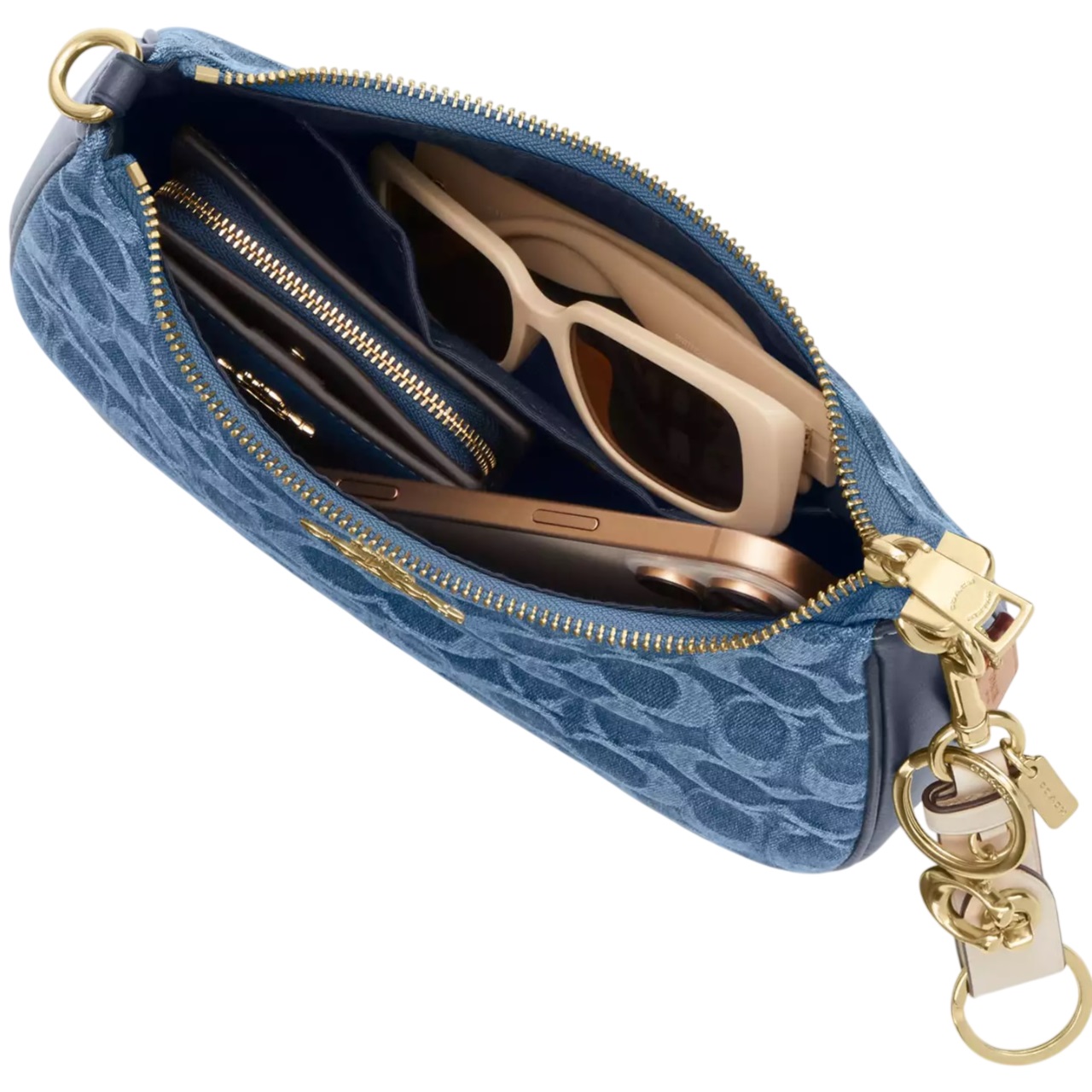 Túi kẹp nách Coach Teri Shoulder Bag In Signature Denim Indigo CDQ56 1