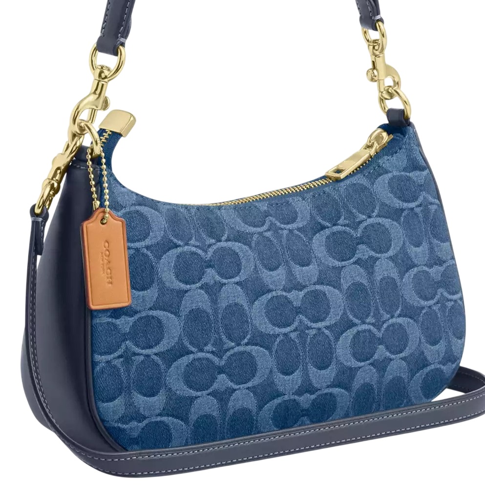Túi kẹp nách Coach Teri Shoulder Bag In Signature Denim Indigo CDQ56 5