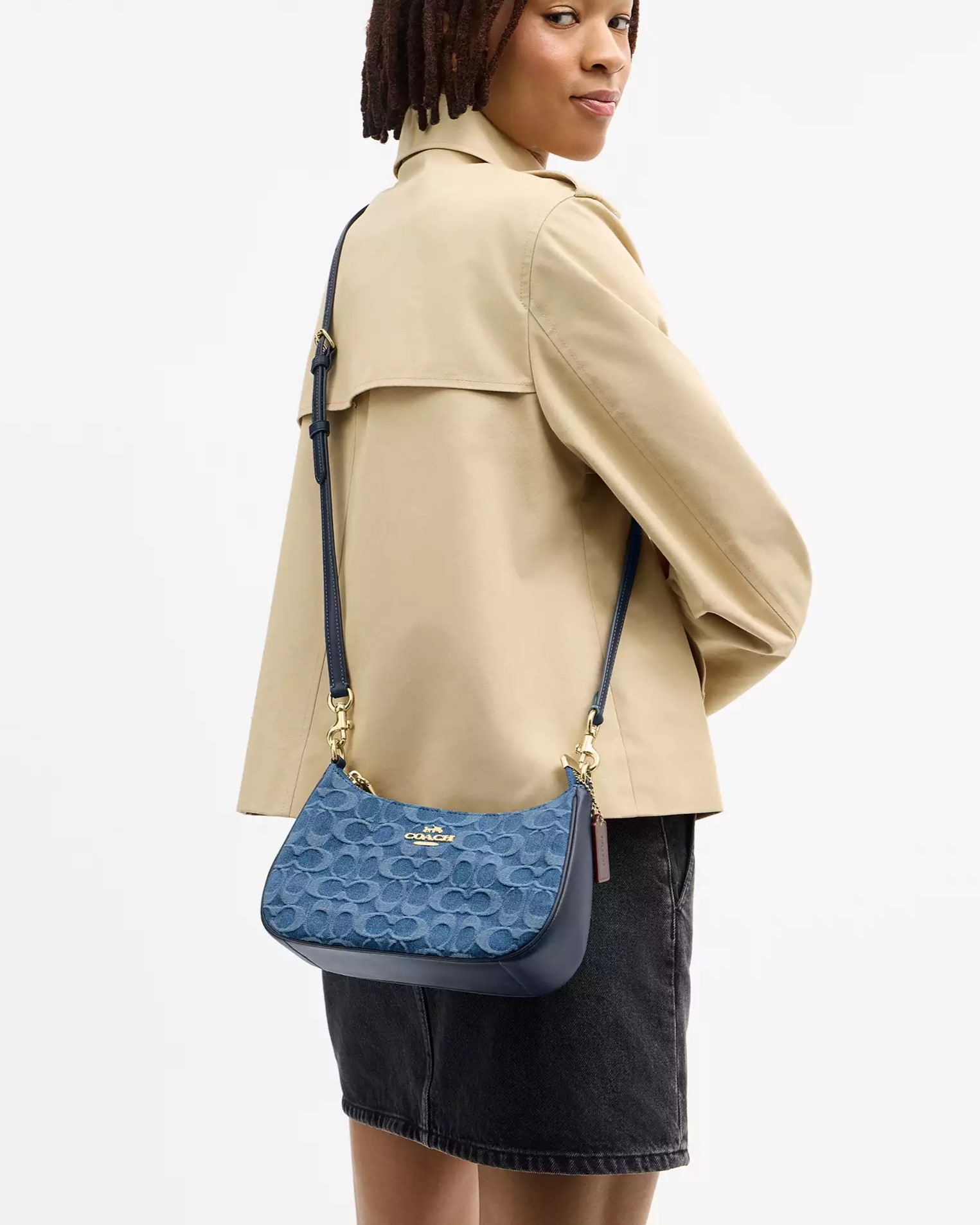 Túi kẹp nách Coach Teri Shoulder Bag In Signature Denim Indigo CDQ56 7