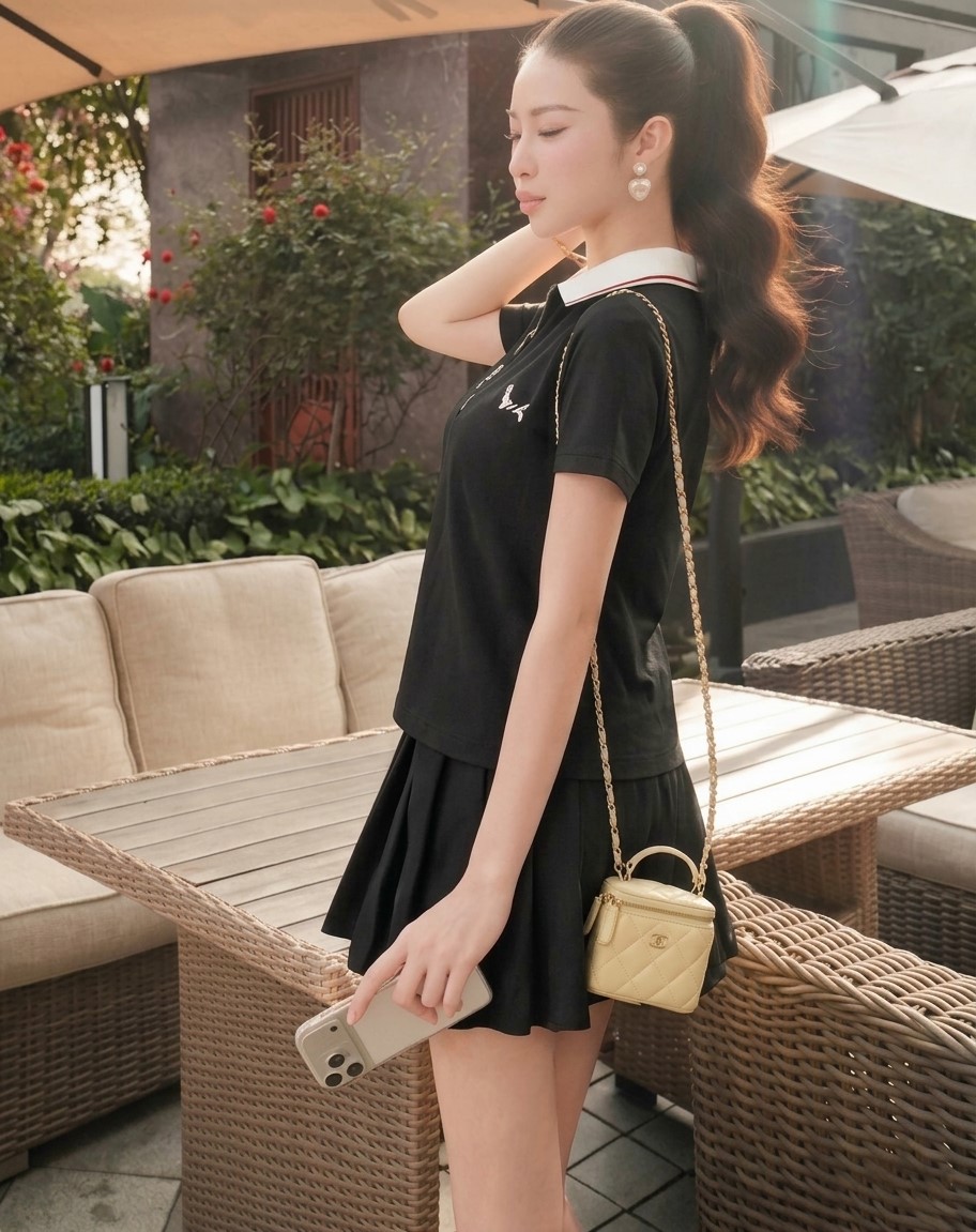 Set áo thun tay ngắn váy xếp ly xòe ngắn Thom Browne 4