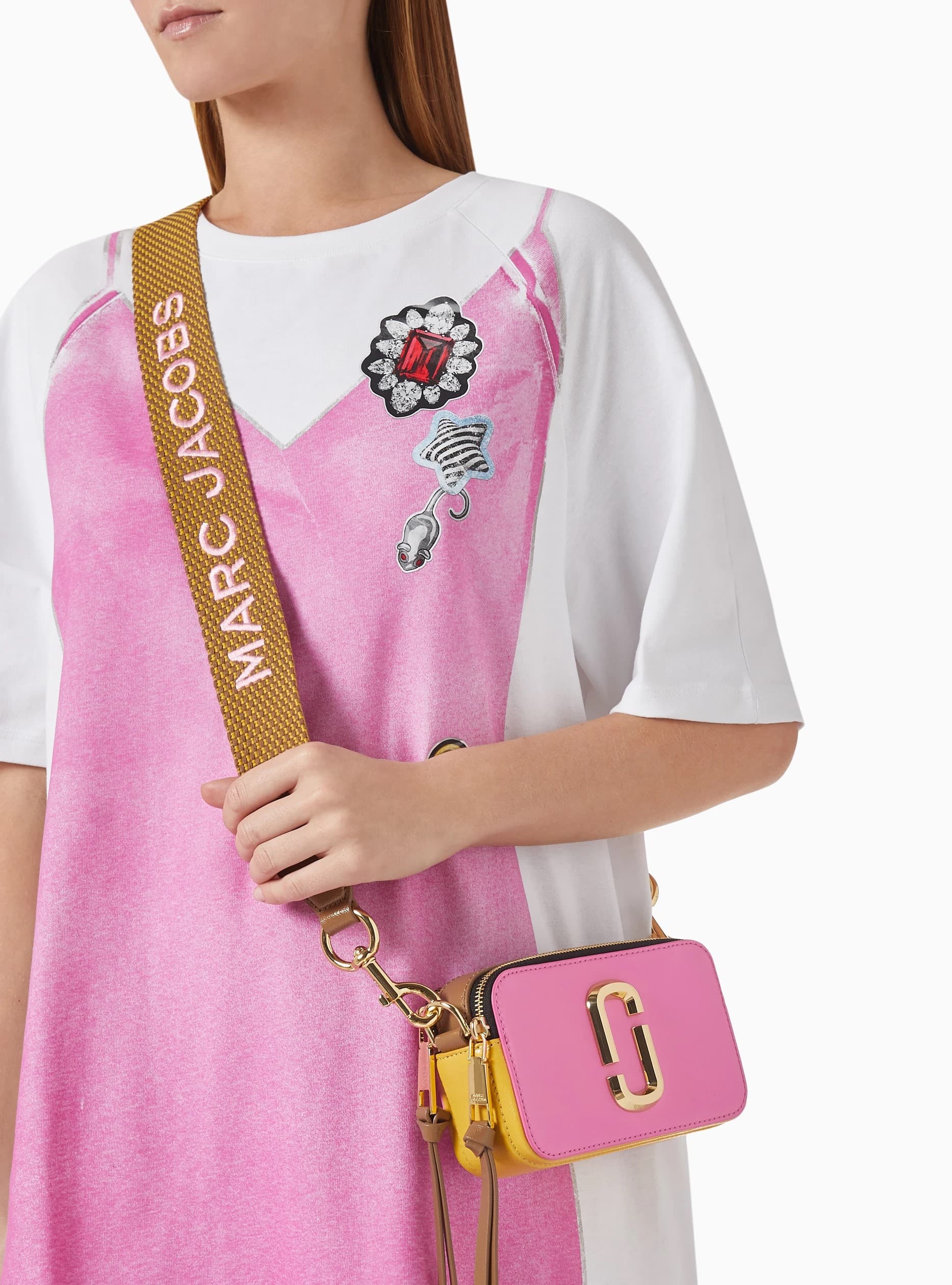 Túi xách Marc Jacobs màu hồng The Colorblock Snapshot Crossbody Bag Bow Pink Multi 6