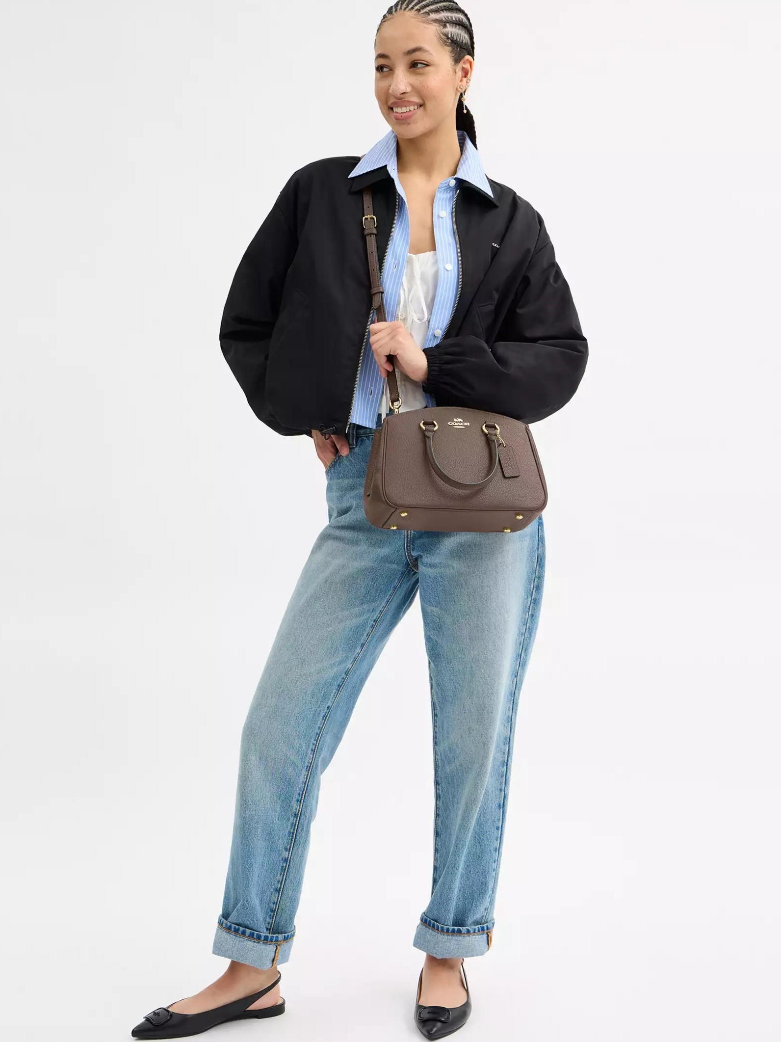 Túi Coach nữ Savannah Small Carryall Bag Pebbled Leather Dark Stone CAL54 4