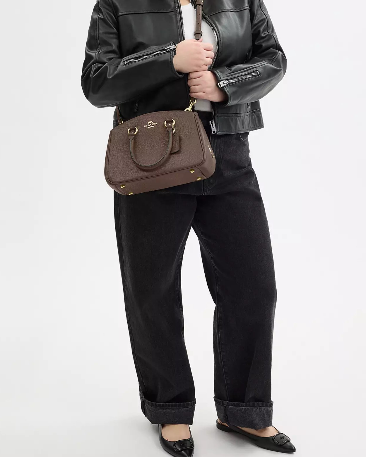 Túi Coach nữ Savannah Small Carryall Bag Pebbled Leather Dark Stone CAL54 5