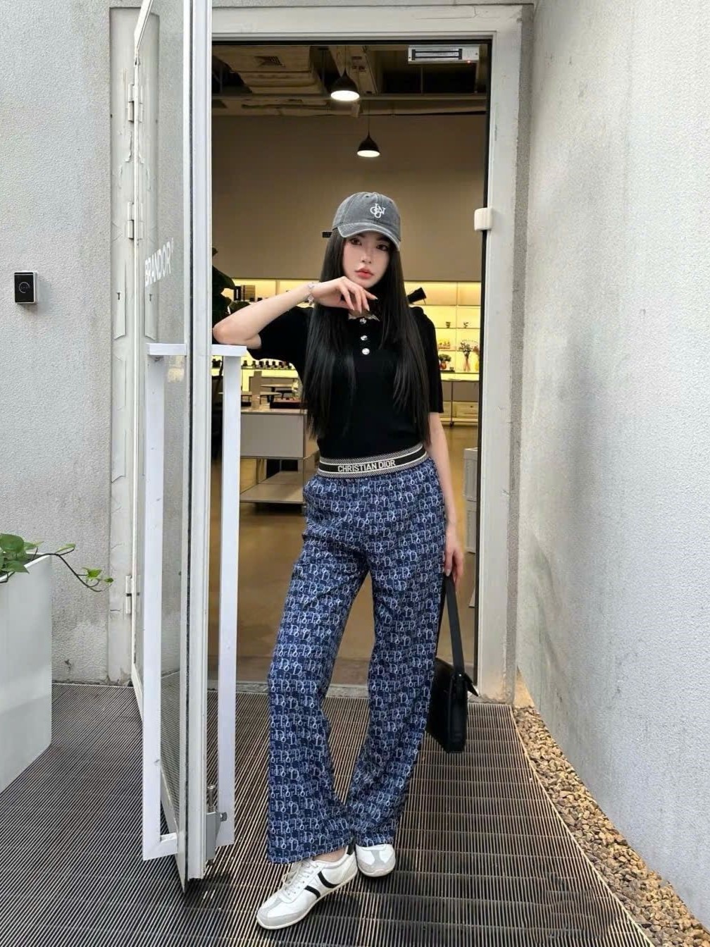 Quần dài suông nữ lưng thun Dior 2