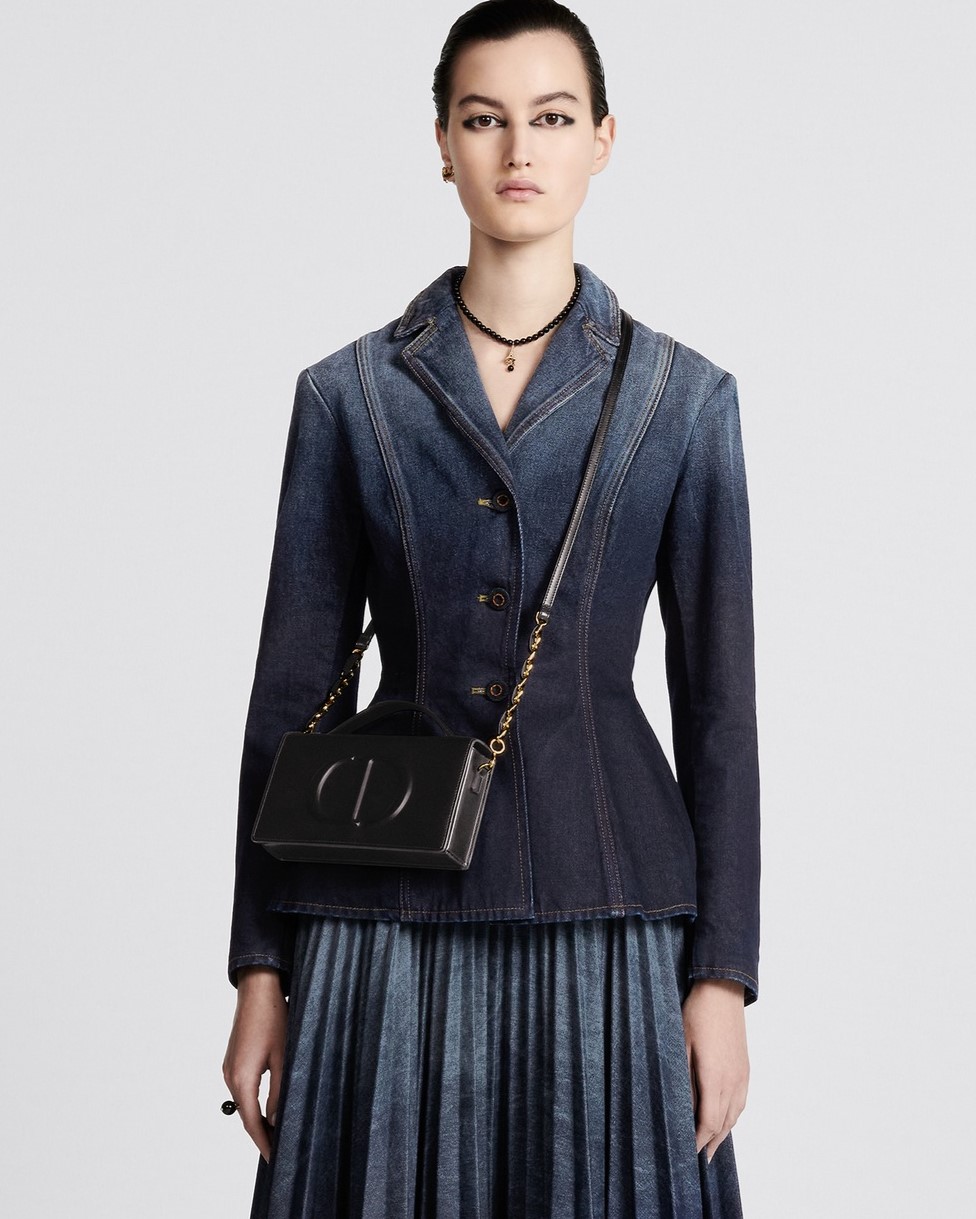 TÚI XÁCH NỮ DIOR CD SIGNATURE MINI BAG BLUE DIOR OBLIQUE JACQUARD 4
