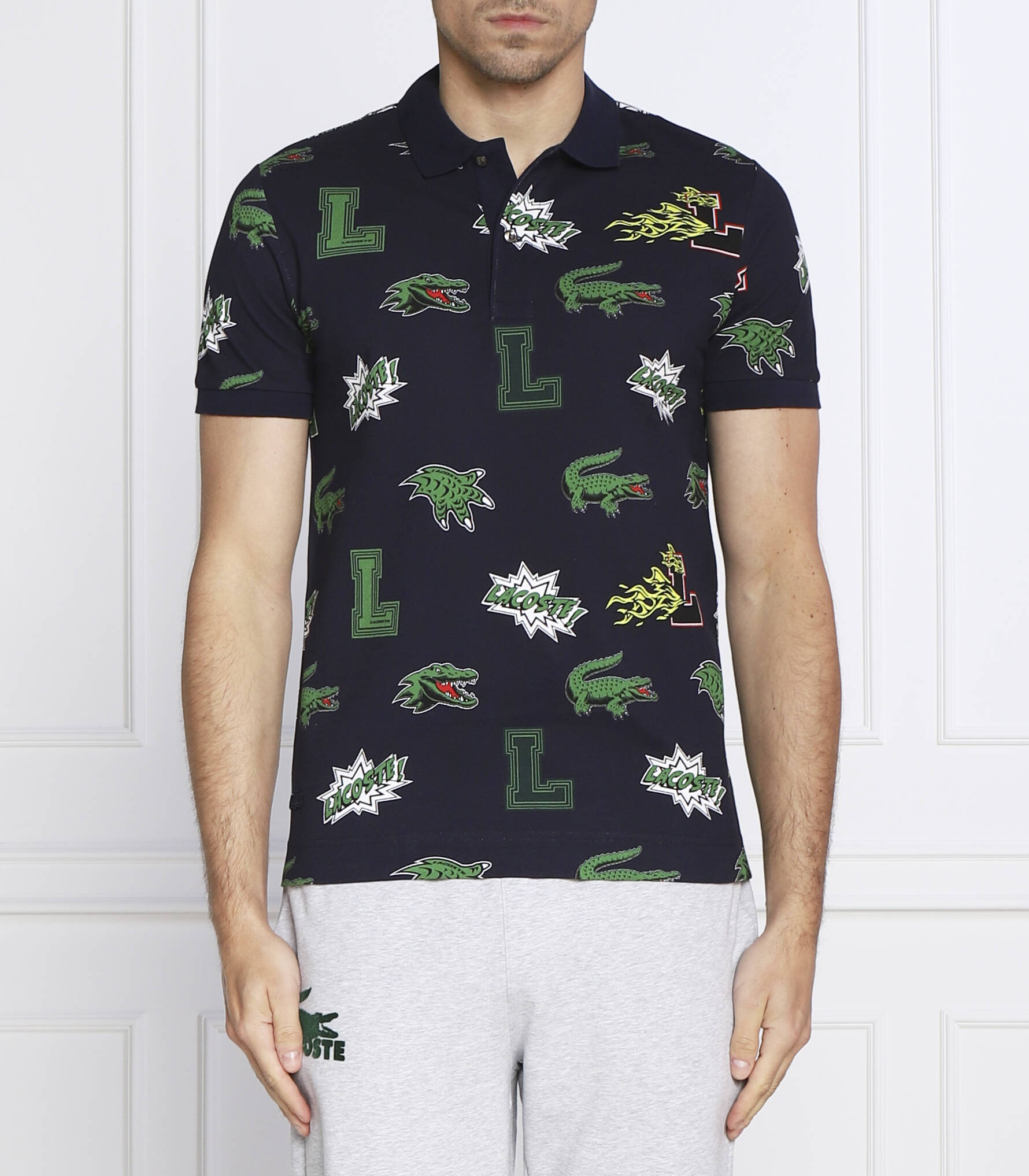 Áo Lacoste Holiday Regular Fit Crocodile Print Navy Blue PH1464-QRN 1