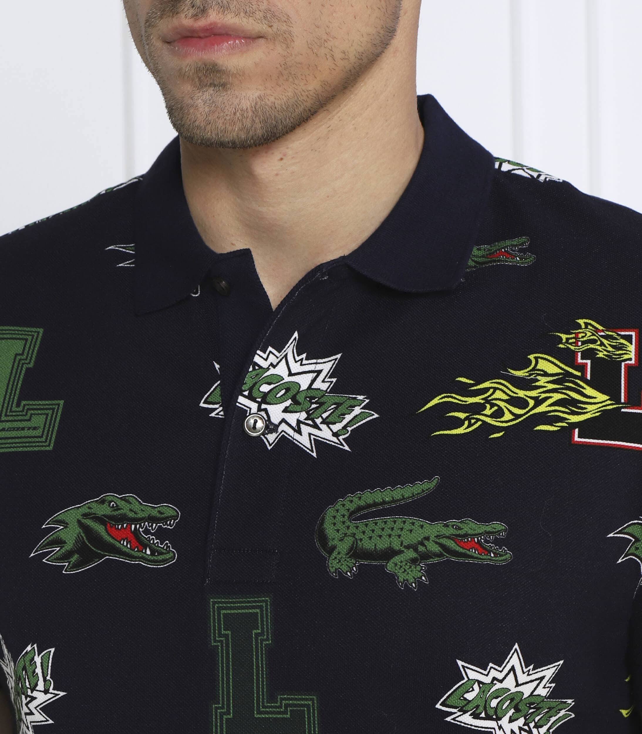 Áo Lacoste Holiday Regular Fit Crocodile Print Navy Blue PH1464-QRN 2