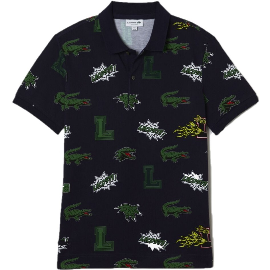 Áo Lacoste Holiday Regular Fit Crocodile Print Navy Blue PH1464-QRN 3