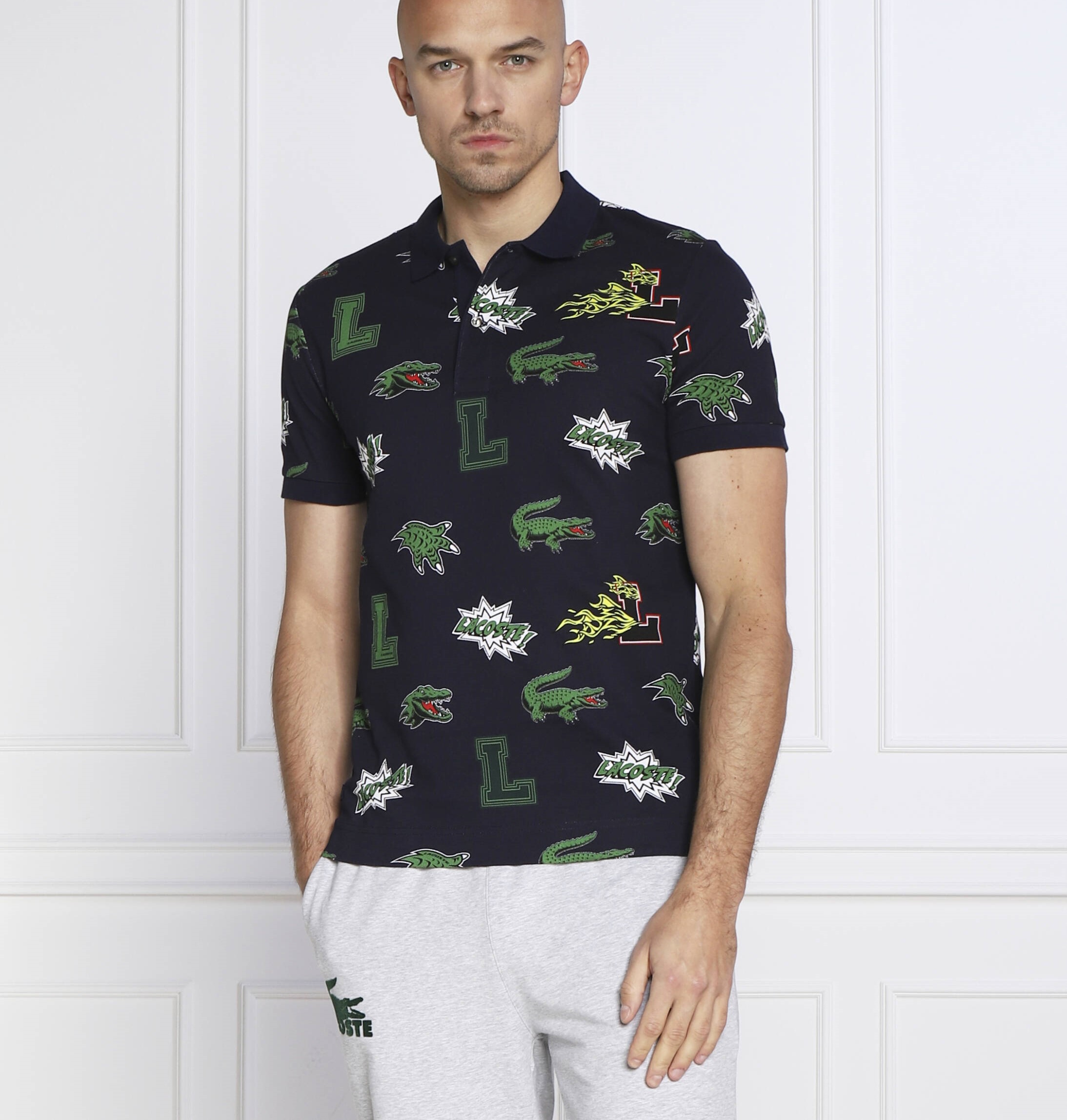 Áo Lacoste Holiday Regular Fit Crocodile Print Navy Blue PH1464-QRN 7