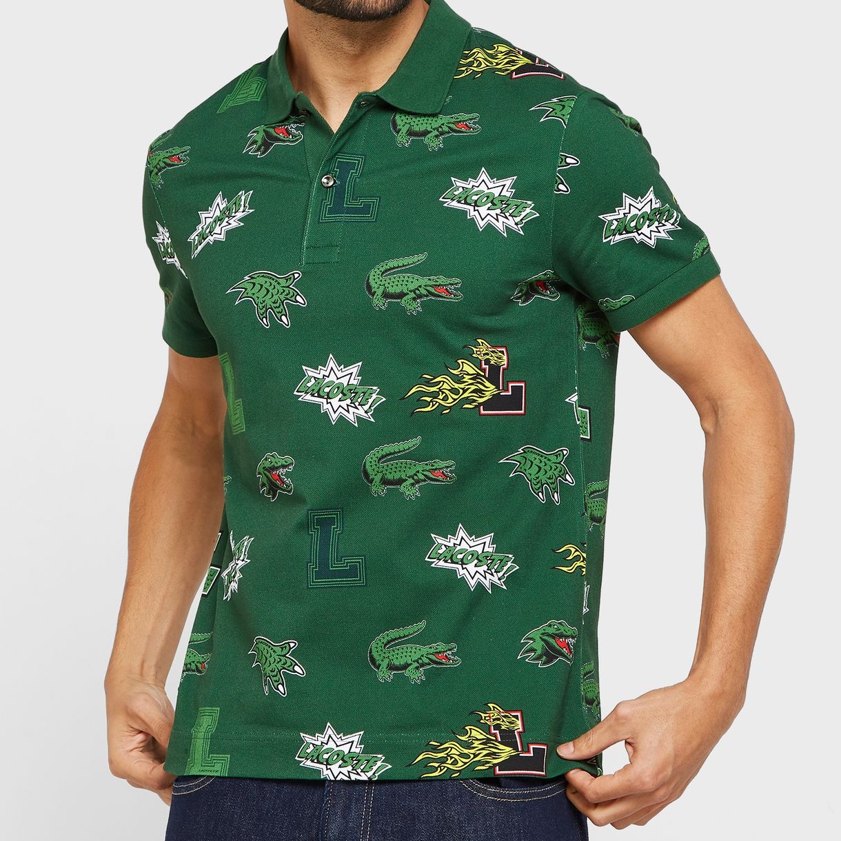 Áo Lacoste Holiday Regular Fit Crocodile Print Green PH1464-PZ1 3