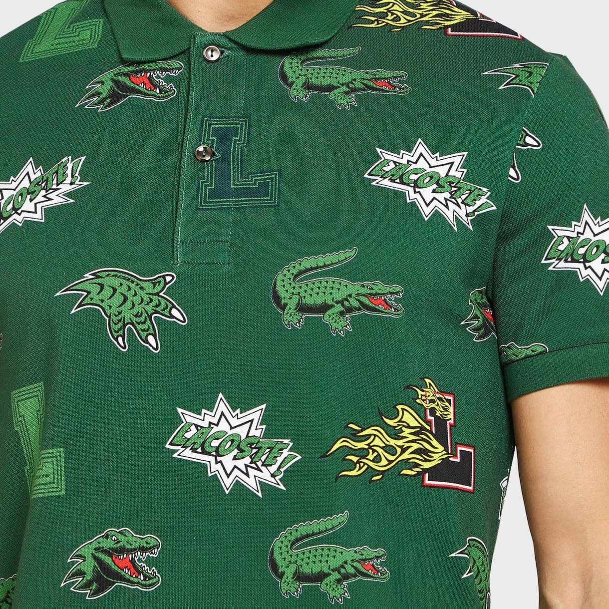 Áo Lacoste Holiday Regular Fit Crocodile Print Green PH1464-PZ1 4