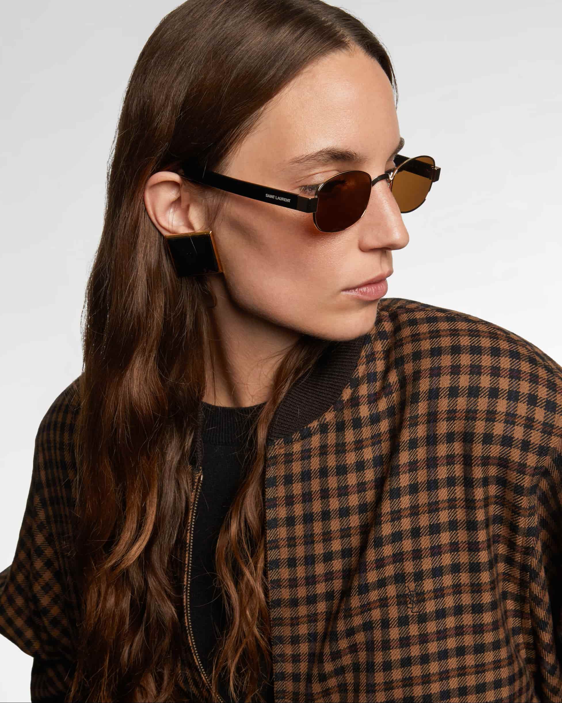 Kính Mát Yves Saint Laurent YSL Oval Sunglasses SL706 001 Gold Brown 7