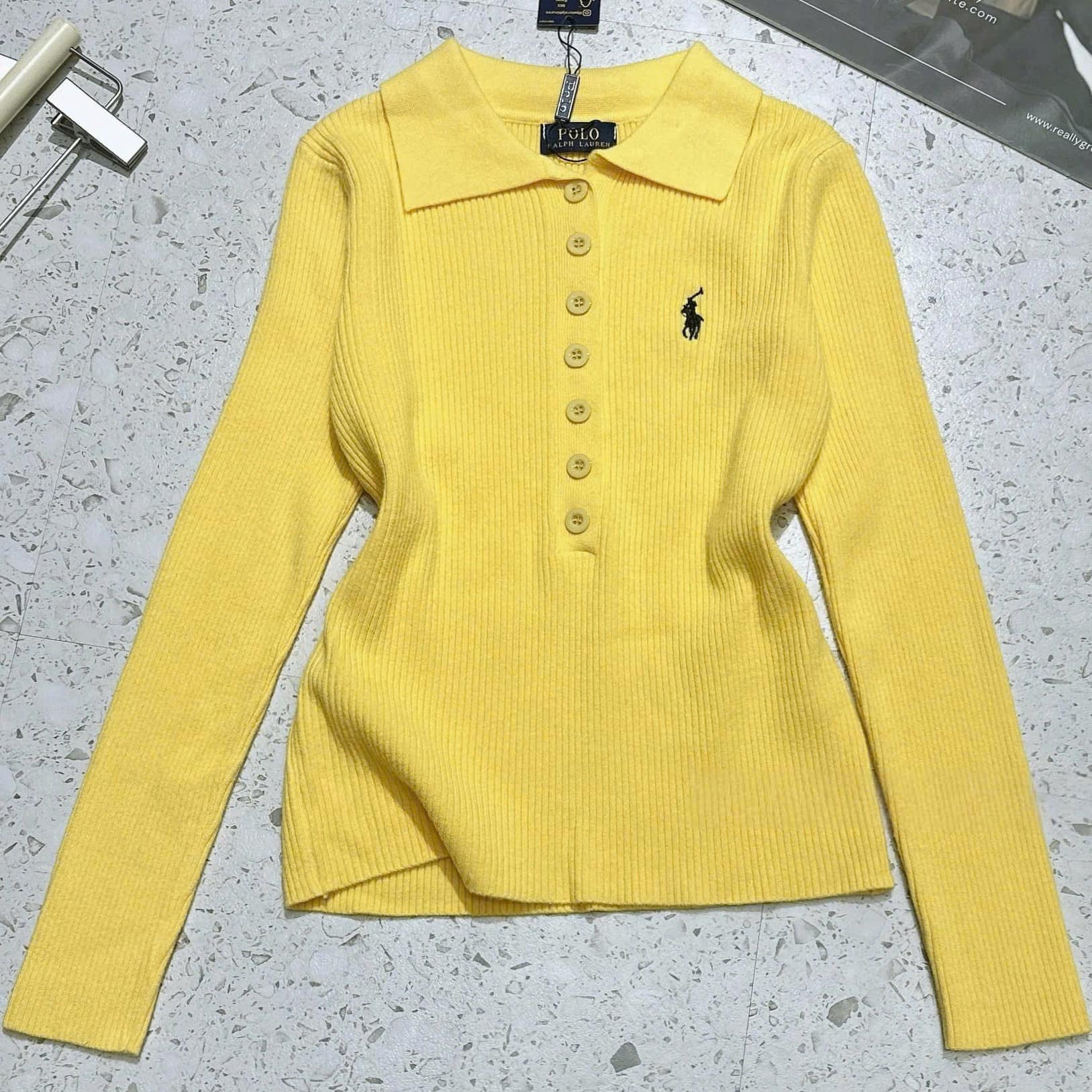 Áo nữ len thun tay dài Polo 1
