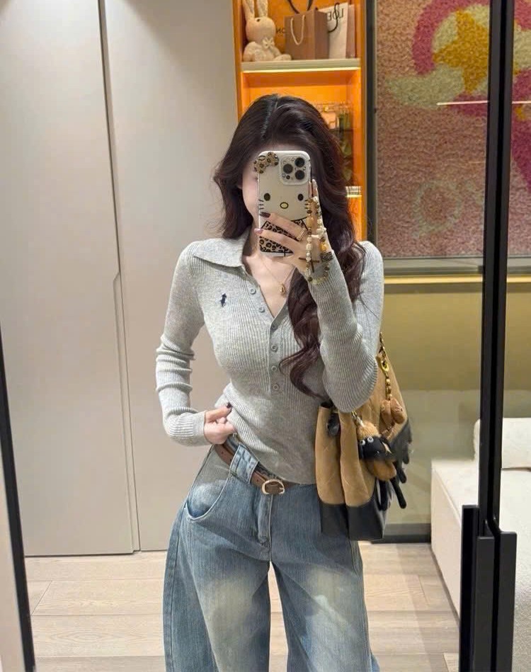 Áo nữ len thun tay dài Polo 4
