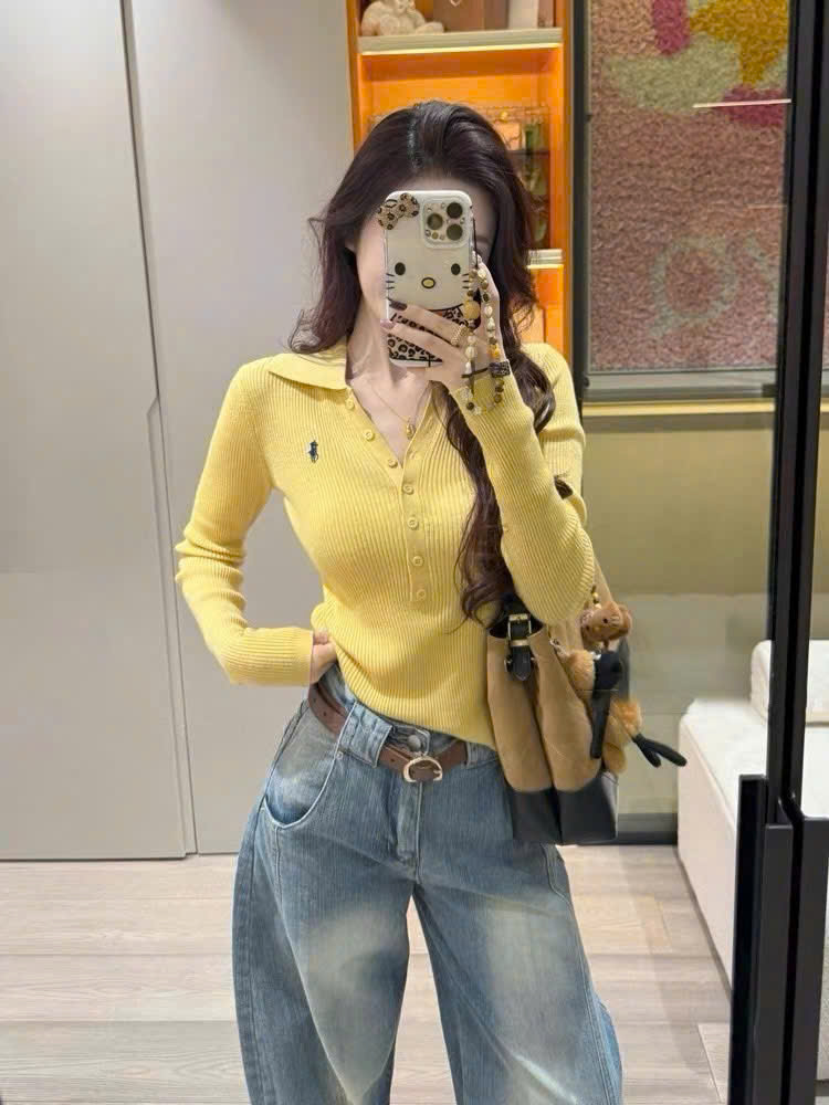 Áo nữ len thun tay dài Polo 6