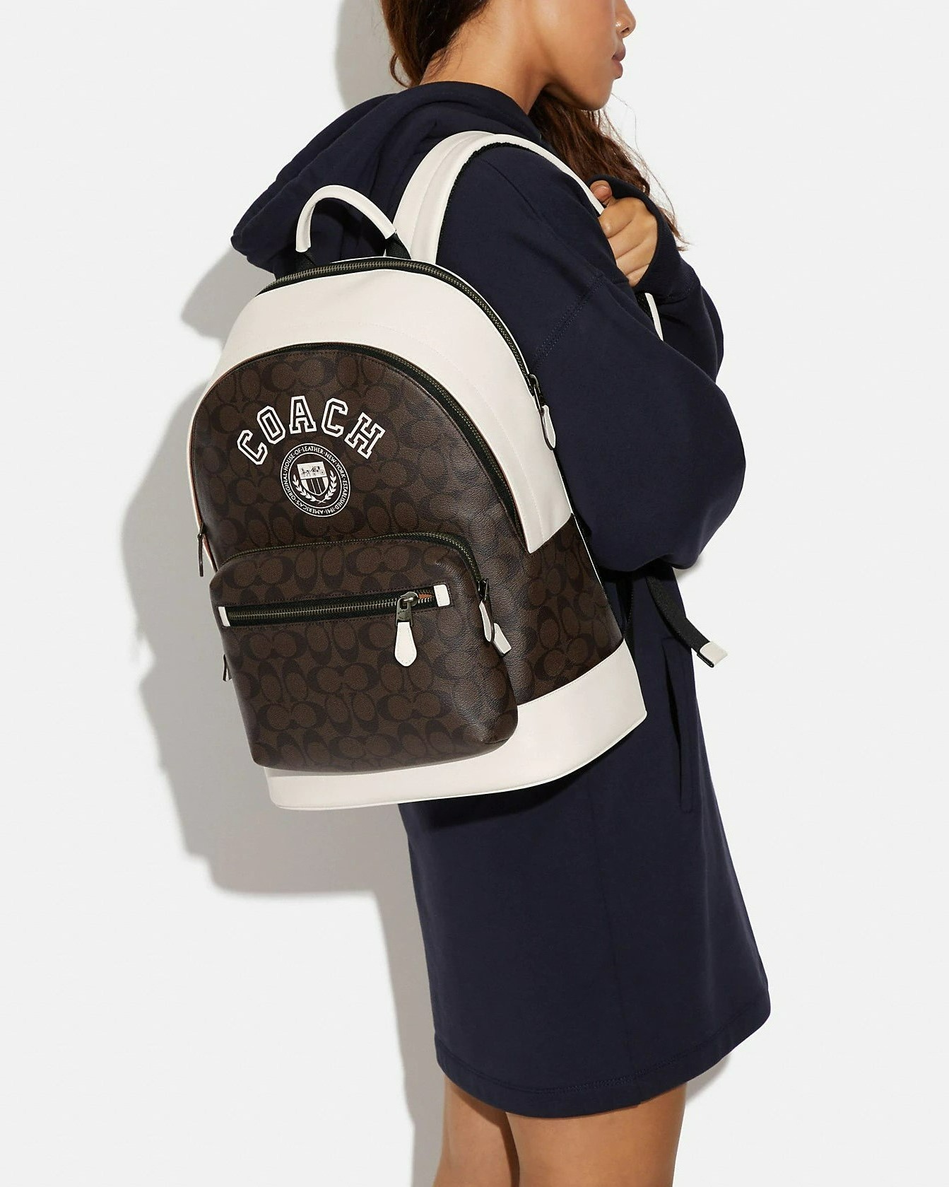 BALO COACH WEST BACKPACK IN SIGNATURE CANVAS WITH VARSITY MOTIF MAHOGANY 2