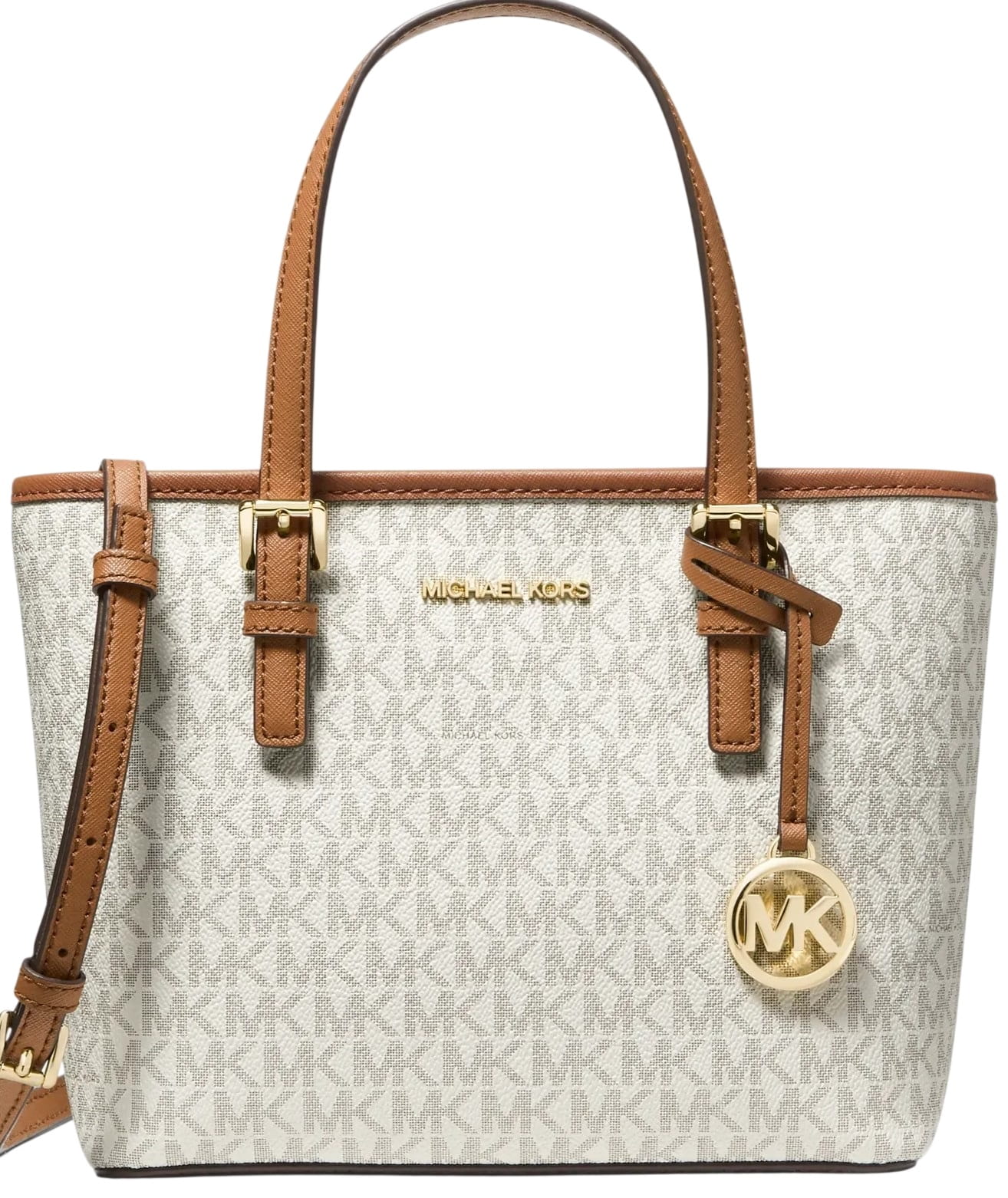 Túi Michael Kors Jet Set Travel Extra-Small Logo Top-Zip Tote Bag Vanilla 35T9GTVT0B 1