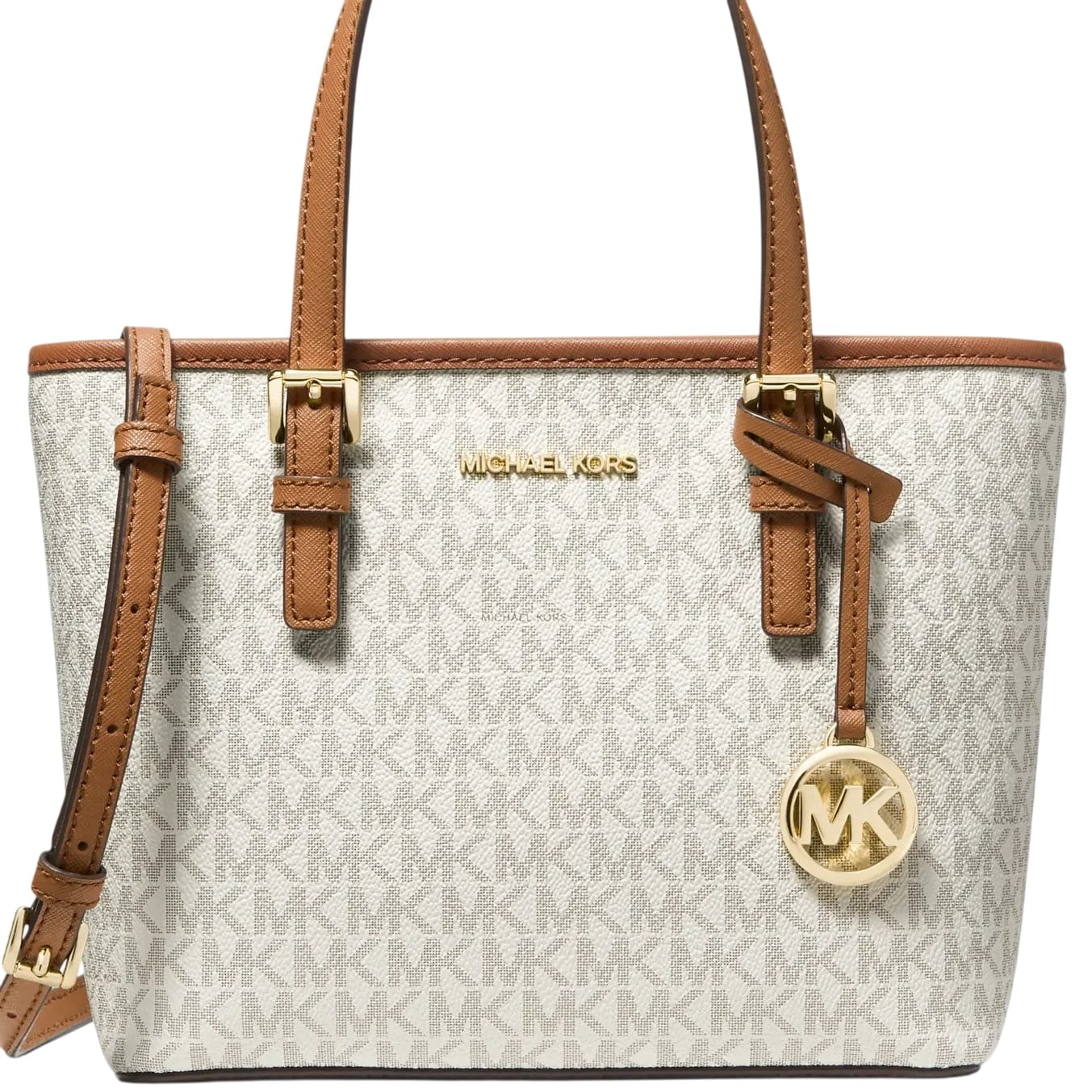 Túi Michael Kors Jet Set Travel Extra-Small Logo Top-Zip Tote Bag Vanilla 35T9GTVT0B 4