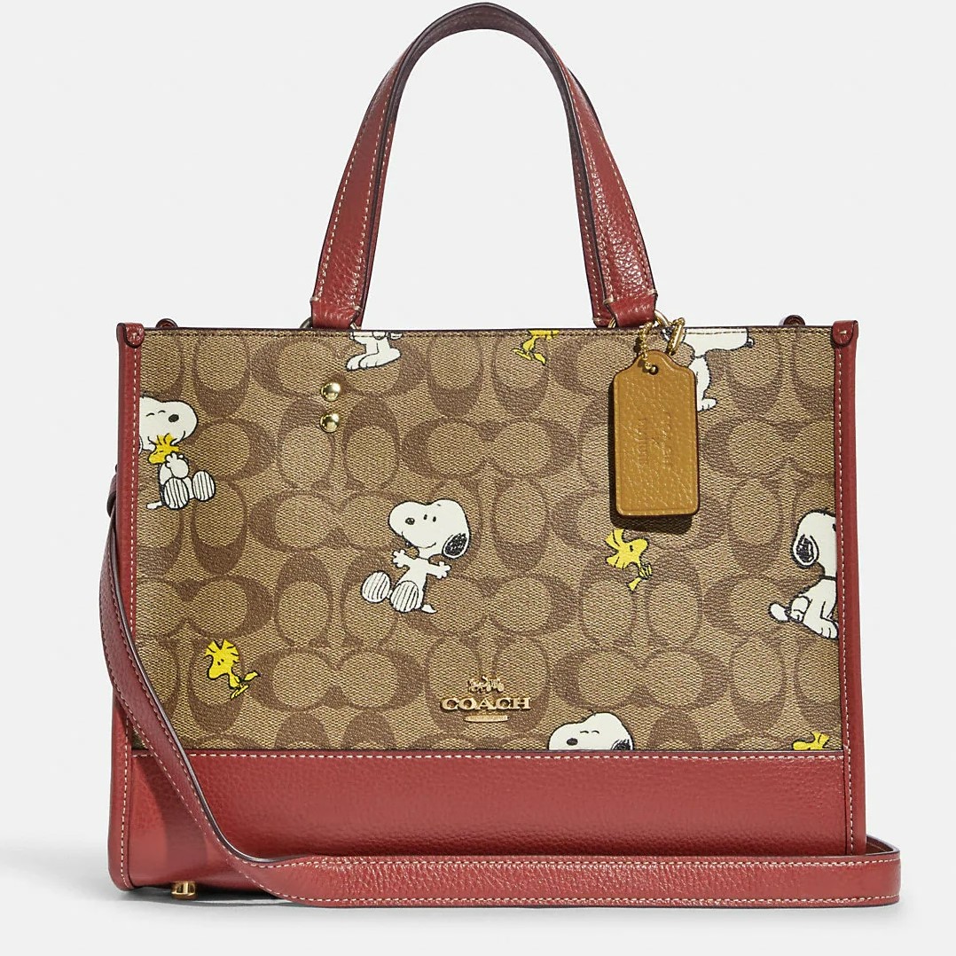 TÚI XÁCH NỮ COACH X PEANUTS DEMPSEY CARRYALL IN SIGNATURE CANVAS WITH SNOOPY WOODSTOCK PRINT 5