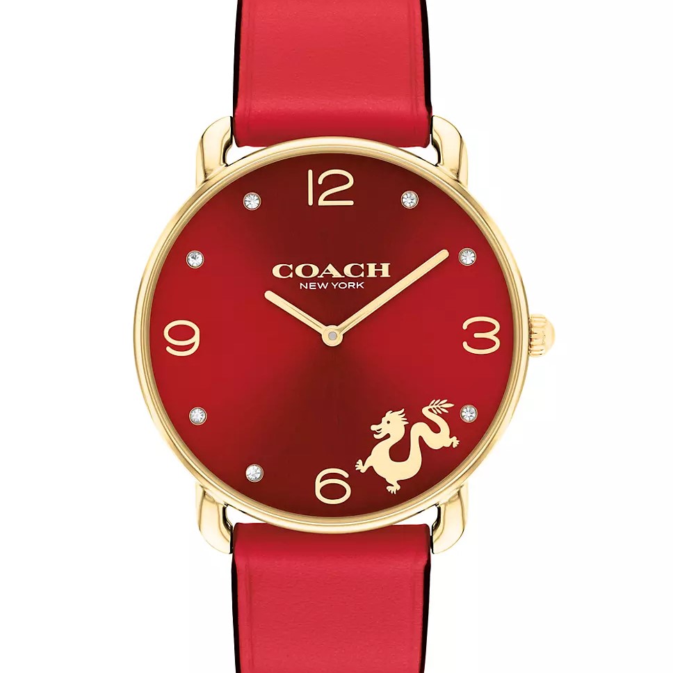 ĐỒNG HỒ NỮ COACH ELLIOT RED LEATHER ANALOG WOMEN WATCH CO-14504249 1