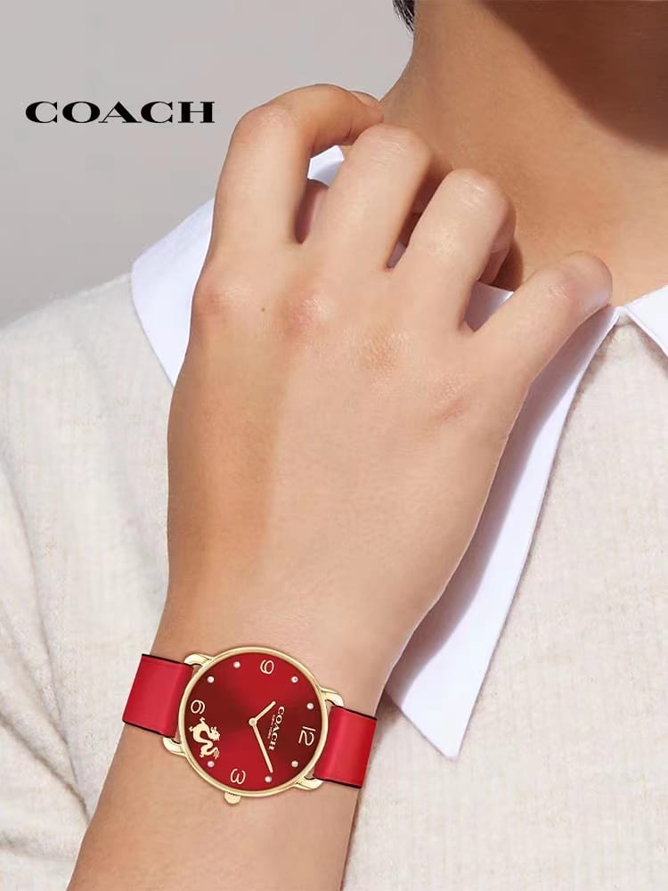 ĐỒNG HỒ NỮ COACH ELLIOT RED LEATHER ANALOG WOMEN WATCH CO-14504249 3