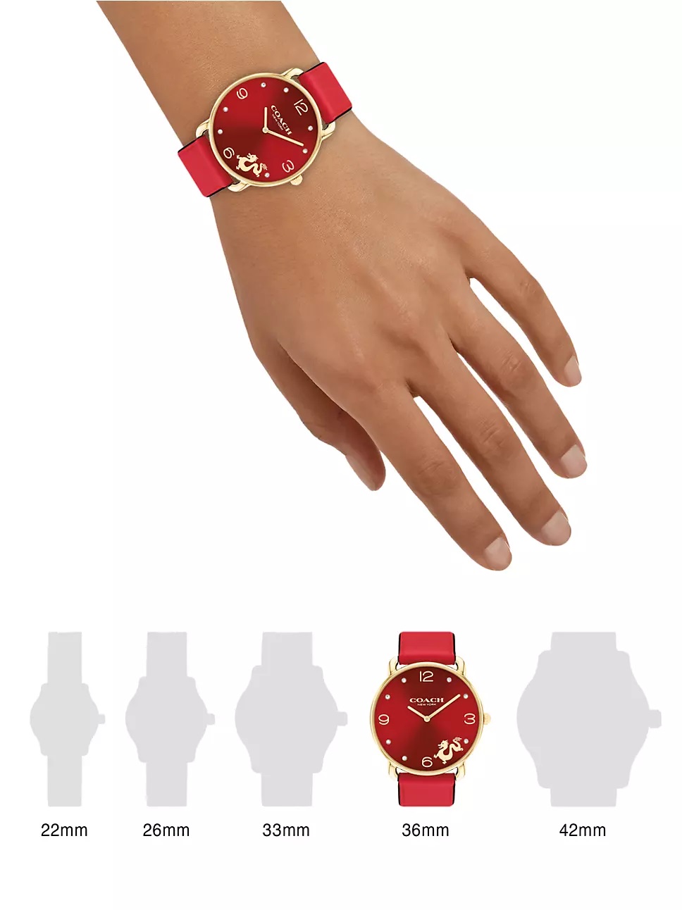 ĐỒNG HỒ NỮ COACH ELLIOT RED LEATHER ANALOG WOMEN WATCH CO-14504249 6