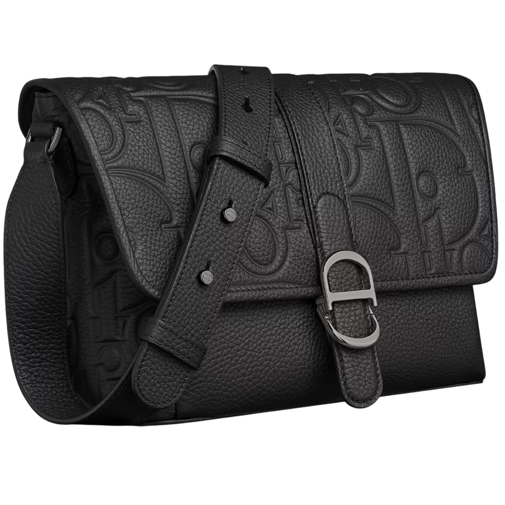 Túi Medium Dior Daily Messenger Bag with Flap Black Dior Gravity Leather and Black Grained Calfskin 4