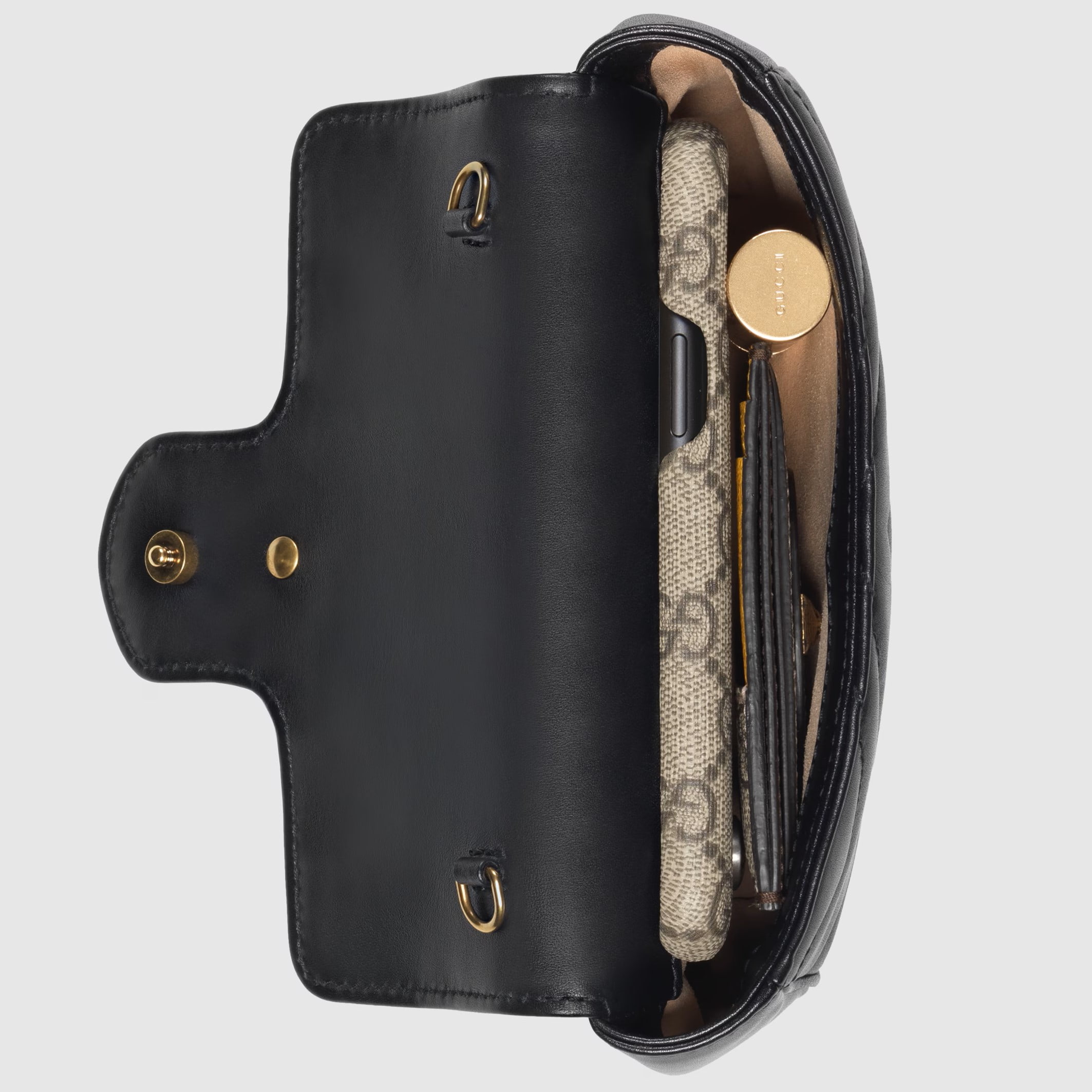Túi đeo chéo Gucci GG Marmont Mini Black Quilted Chevron Leather 3