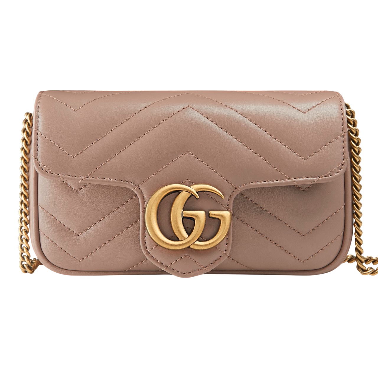Túi đeo vai Gucci GG Marmont Mini Nude Quilted Chevron Leather 3