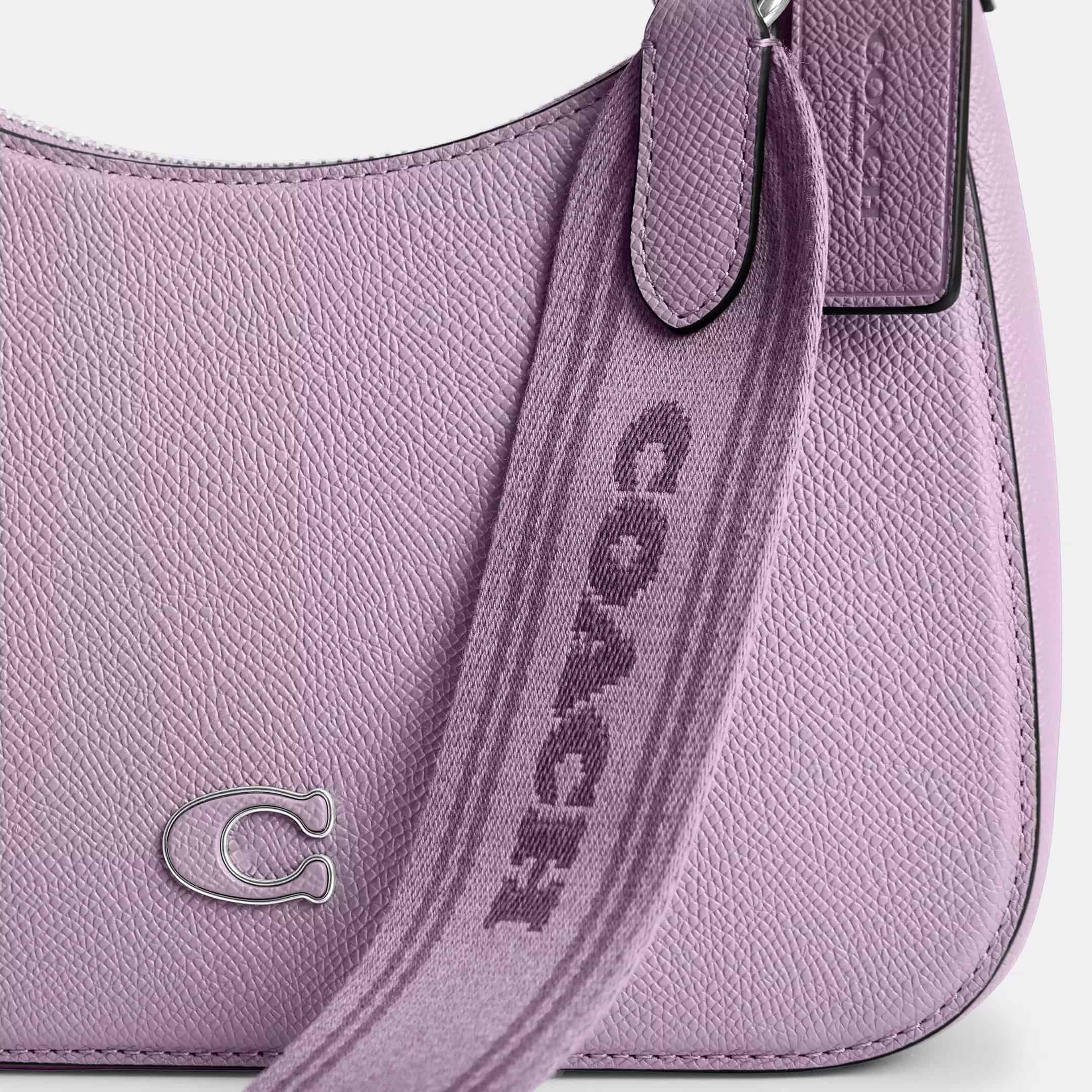 Túi xách nữ Coach Hobo Crossbody Soft Purple Crossgrain Leather With Signature Canvas CJ842 1