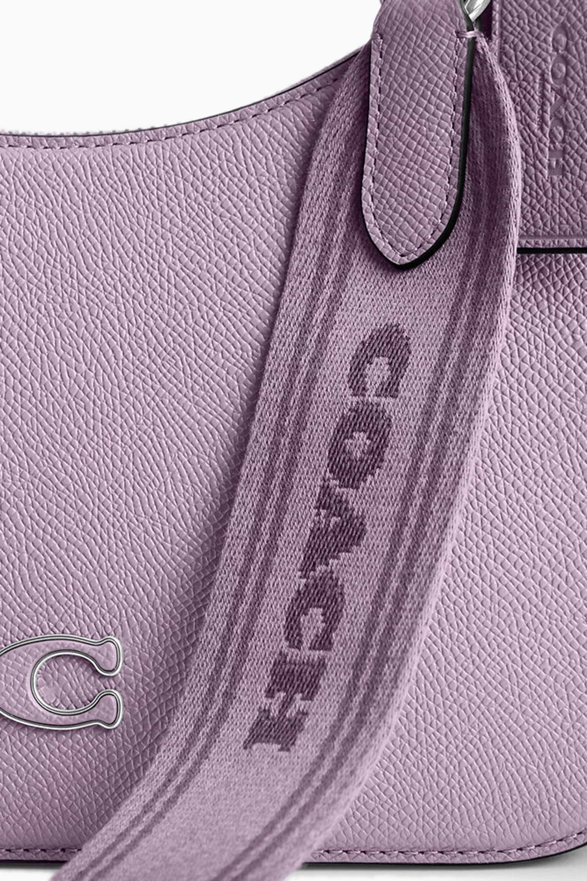 Túi xách nữ Coach Hobo Crossbody Soft Purple Crossgrain Leather With Signature Canvas CJ842 3
