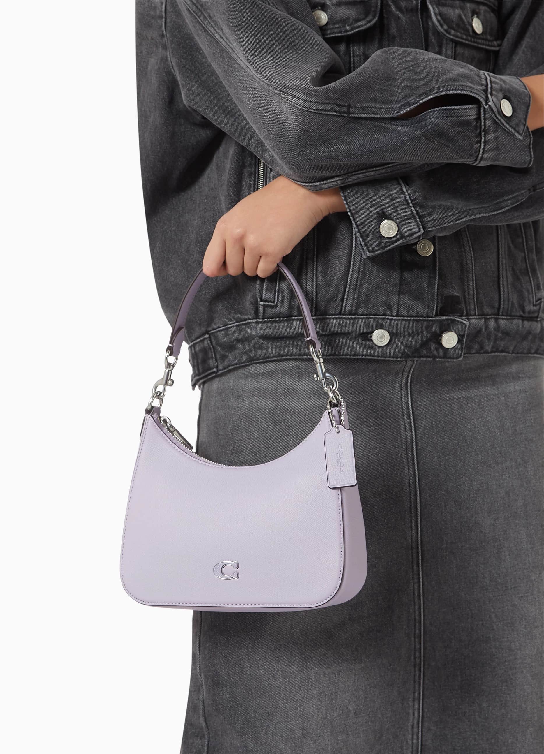 Túi xách nữ Coach Hobo Crossbody Soft Purple Crossgrain Leather With Signature Canvas CJ842 10