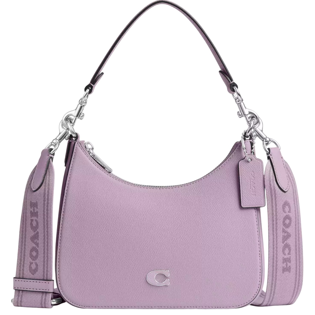 Túi xách nữ Coach Hobo Crossbody Soft Purple Crossgrain Leather With Signature Canvas CJ842 11
