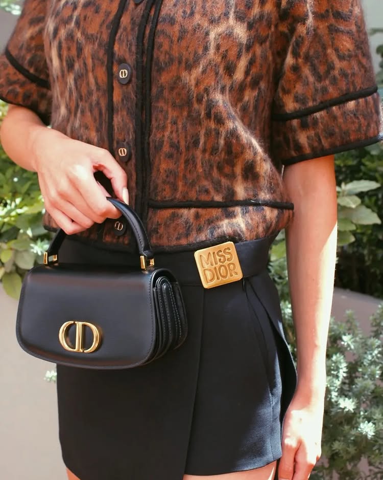 Túi Dior nữ Small 30 Montaigne Avenue Top Handle Bag Black Ribbed Calfskin 7