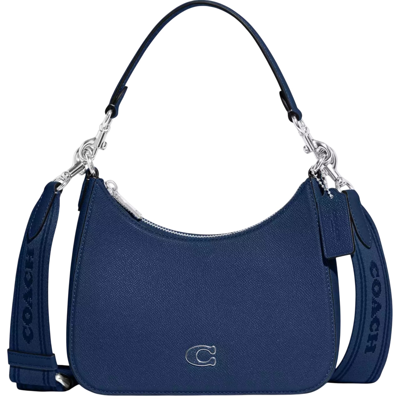 Túi Coach Hobo Crossbody Deep Blue Crossgrain Leather With Signature Canvas CJ842 1
