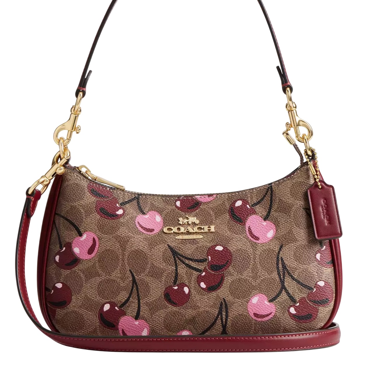 Túi kẹp nách Coach Teri Shoulder Bag In Signature Canvas With Cherry Print CY694 5