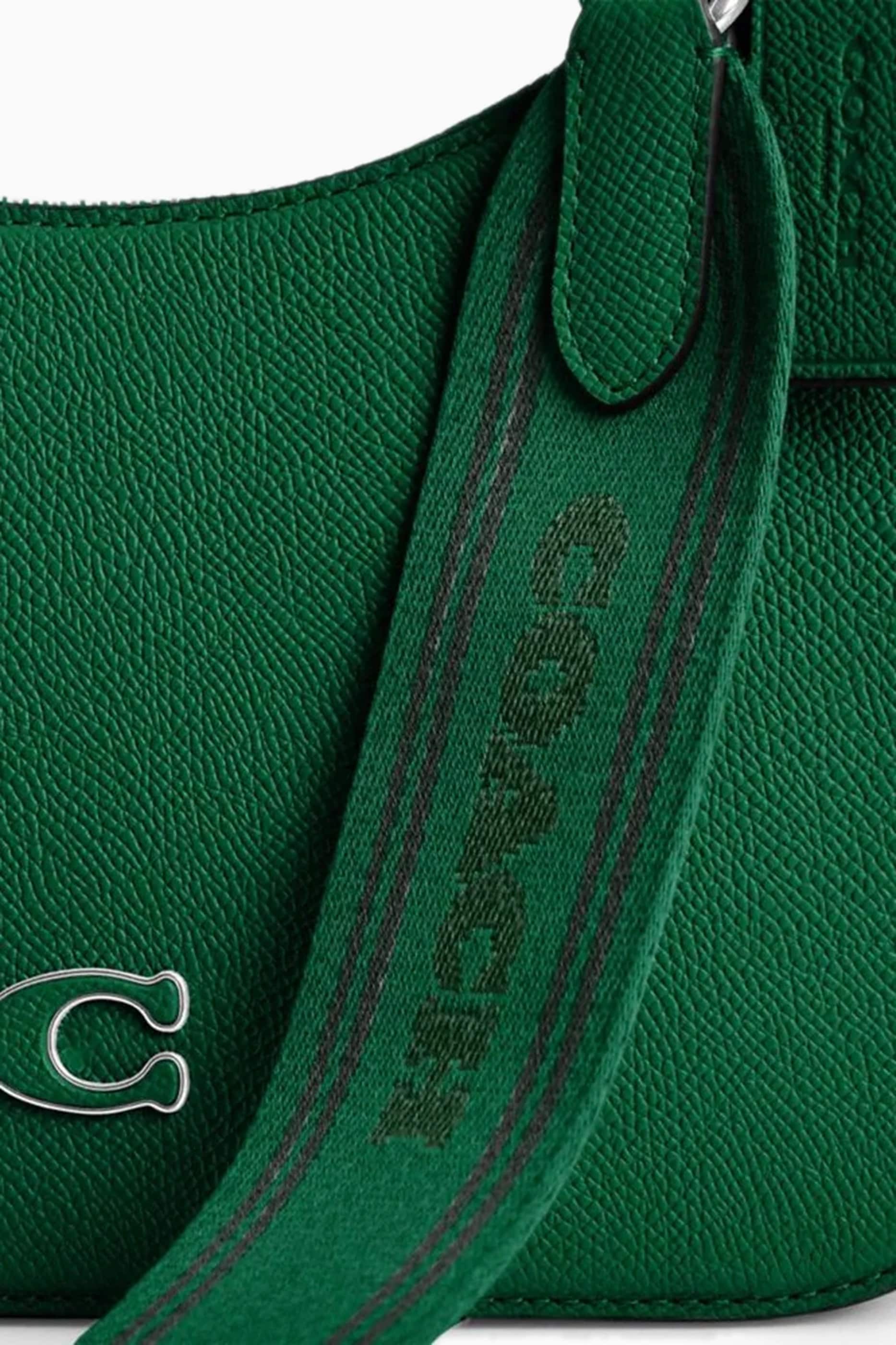 Túi Coach Hobo Crossbody Green Crossgrain Leather With Signature Canvas CJ842 1