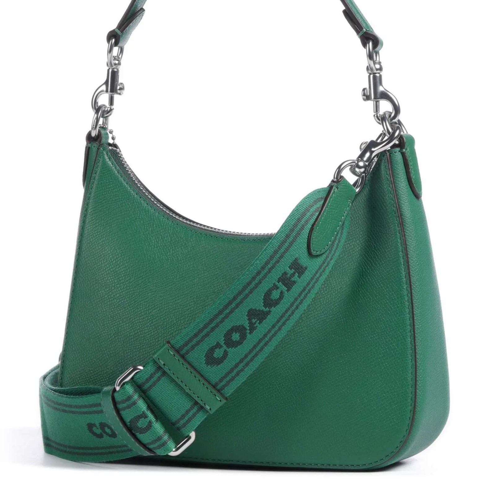 Túi Coach Hobo Crossbody Green Crossgrain Leather With Signature Canvas CJ842 2