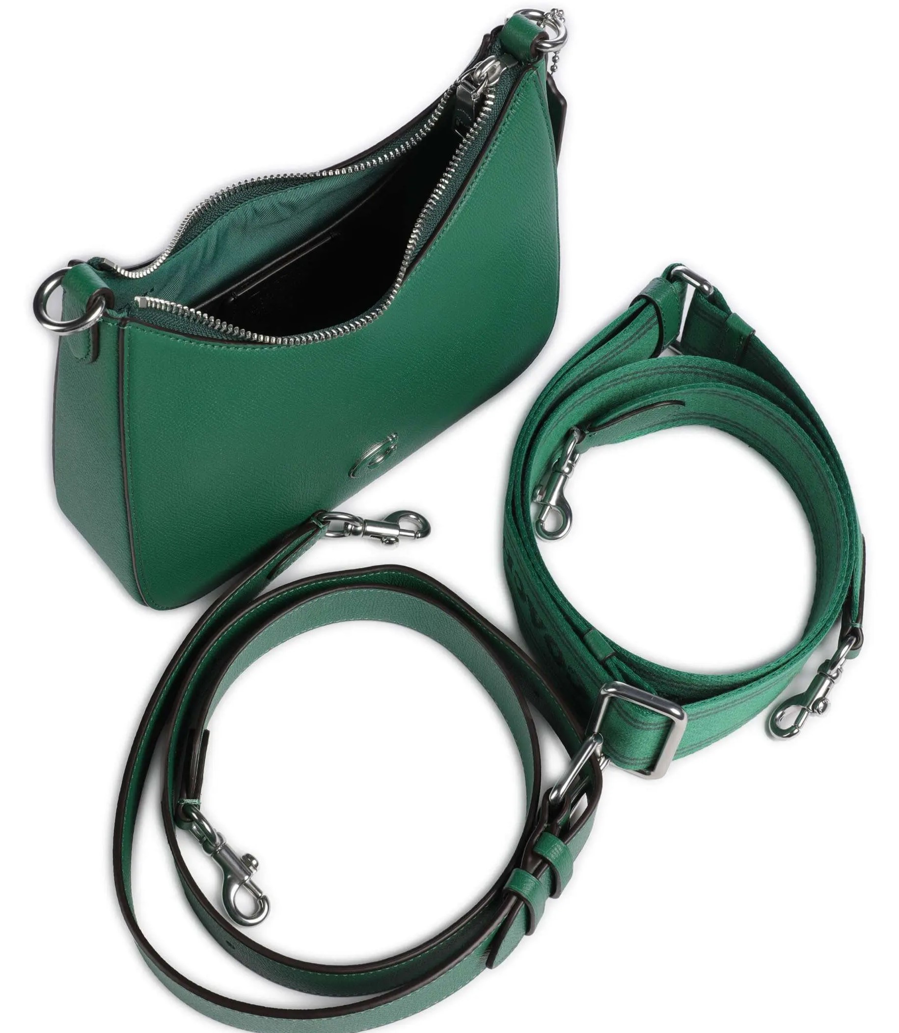 Túi Coach Hobo Crossbody Green Crossgrain Leather With Signature Canvas CJ842 7