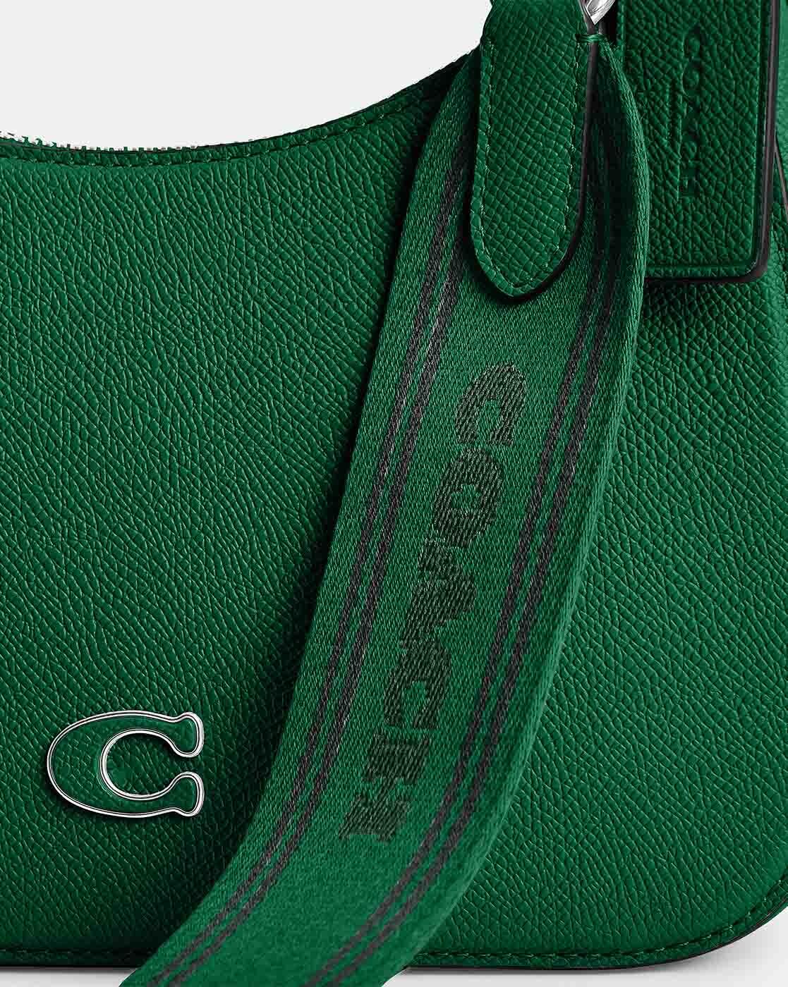 Túi Coach Hobo Crossbody Green Crossgrain Leather With Signature Canvas CJ842 8