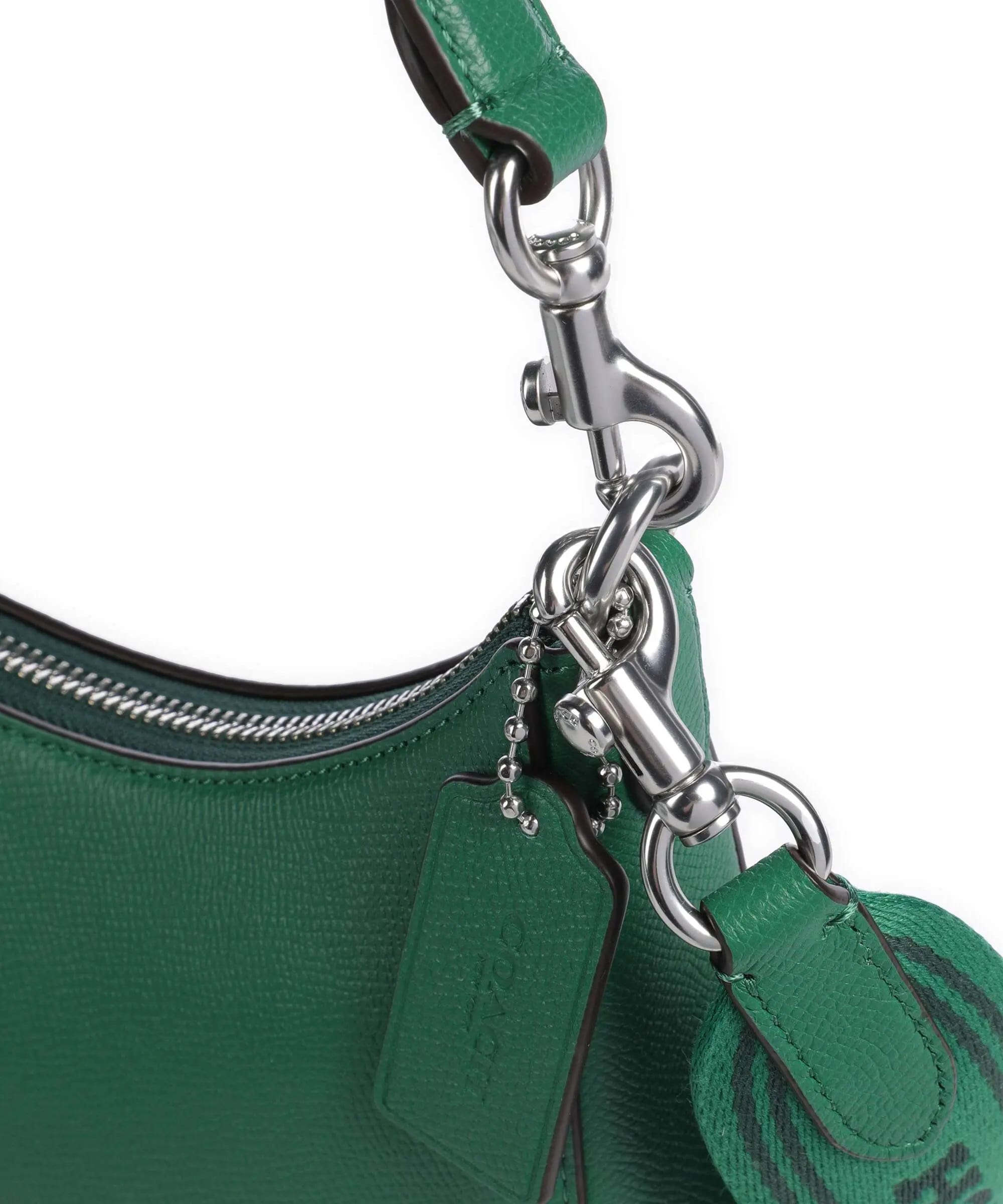 Túi Coach Hobo Crossbody Green Crossgrain Leather With Signature Canvas CJ842 9