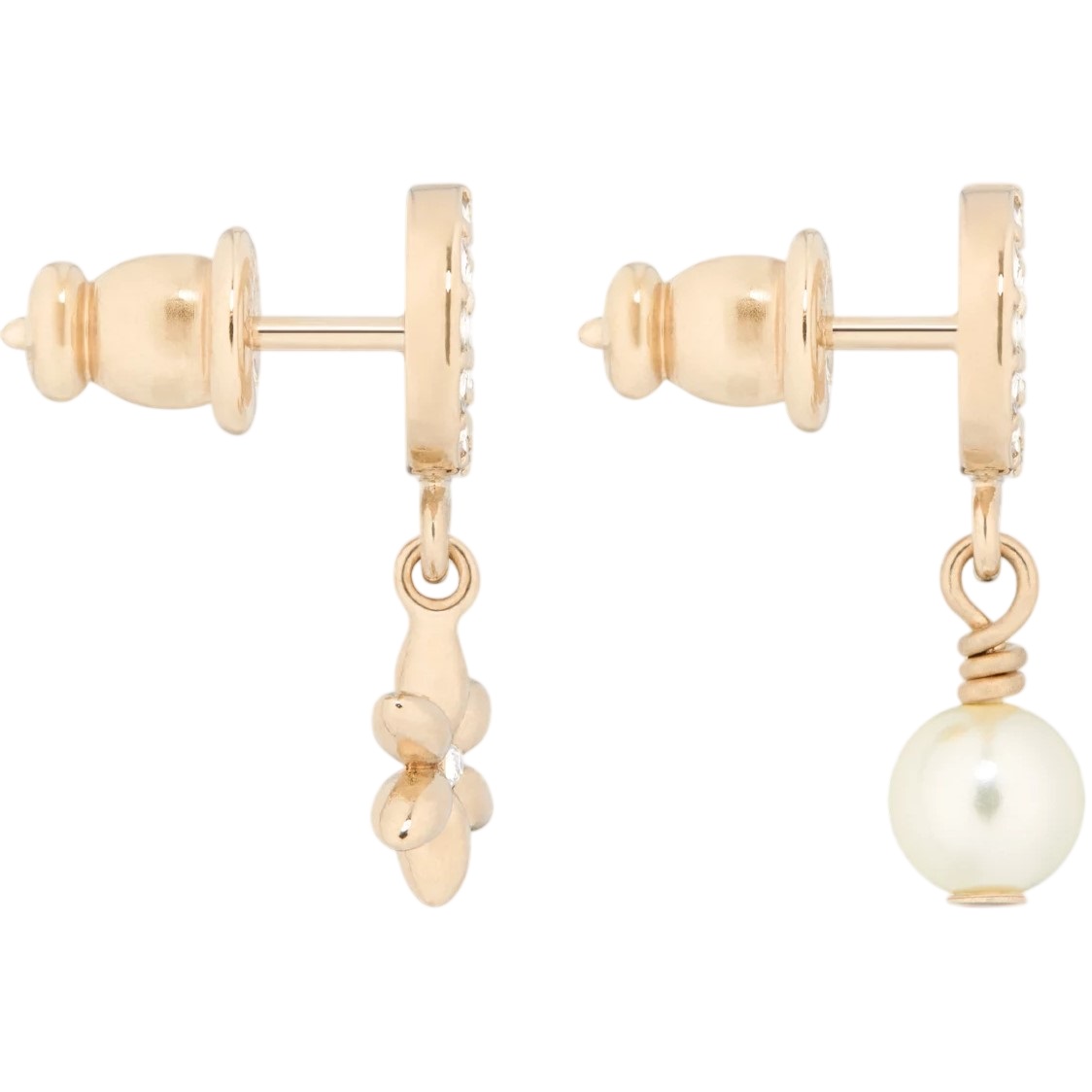 Bông tai Dior Petit CD Daisy Earrings Pale Gold-Finish Metal White Resin Pearl 4
