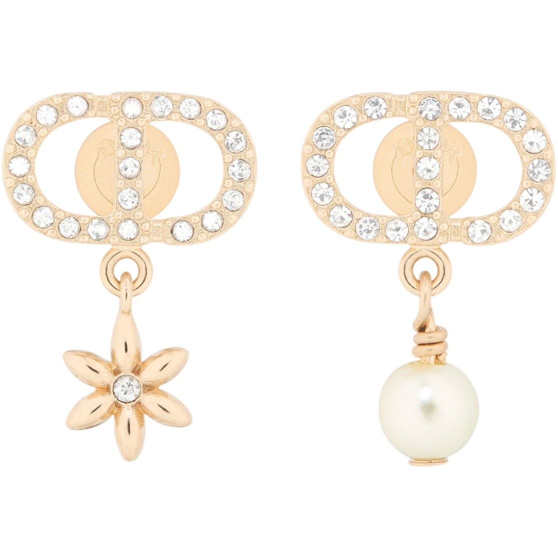 Bông tai Dior Petit CD Daisy Earrings Pale Gold-Finish Metal White Resin Pearl 5