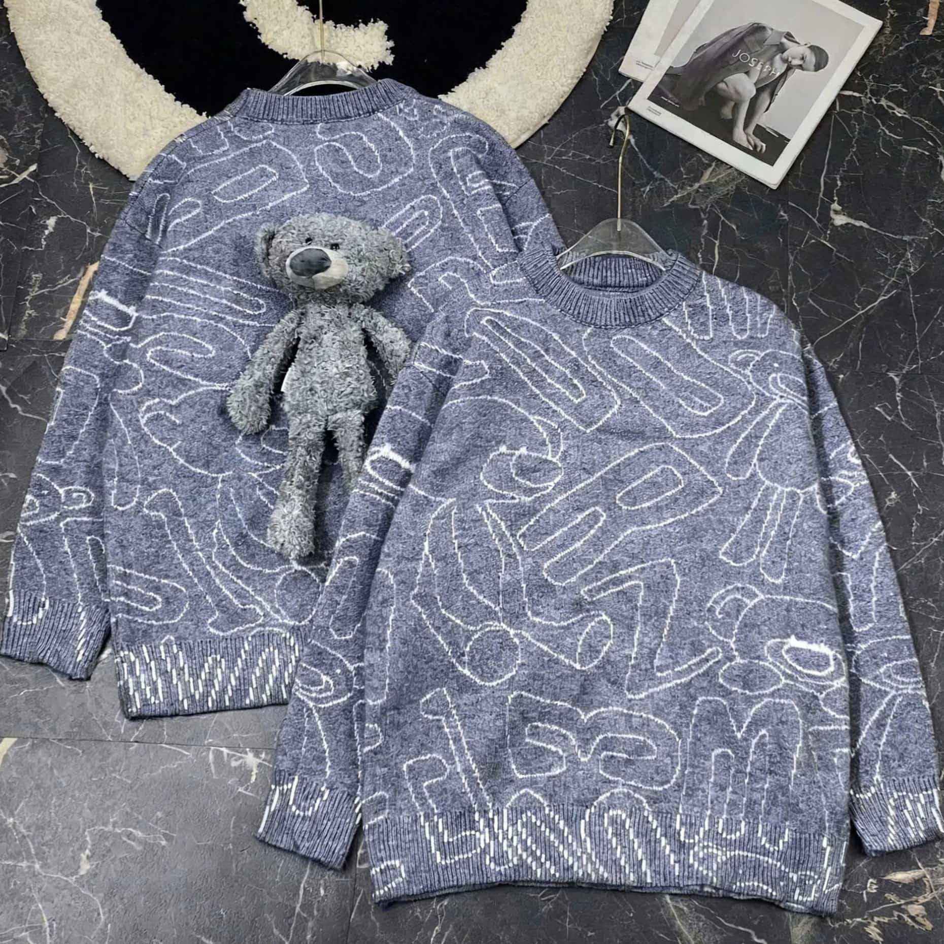 Áo gấu 13DE Marzo Bear Logo Sketch Jumper Grey 2