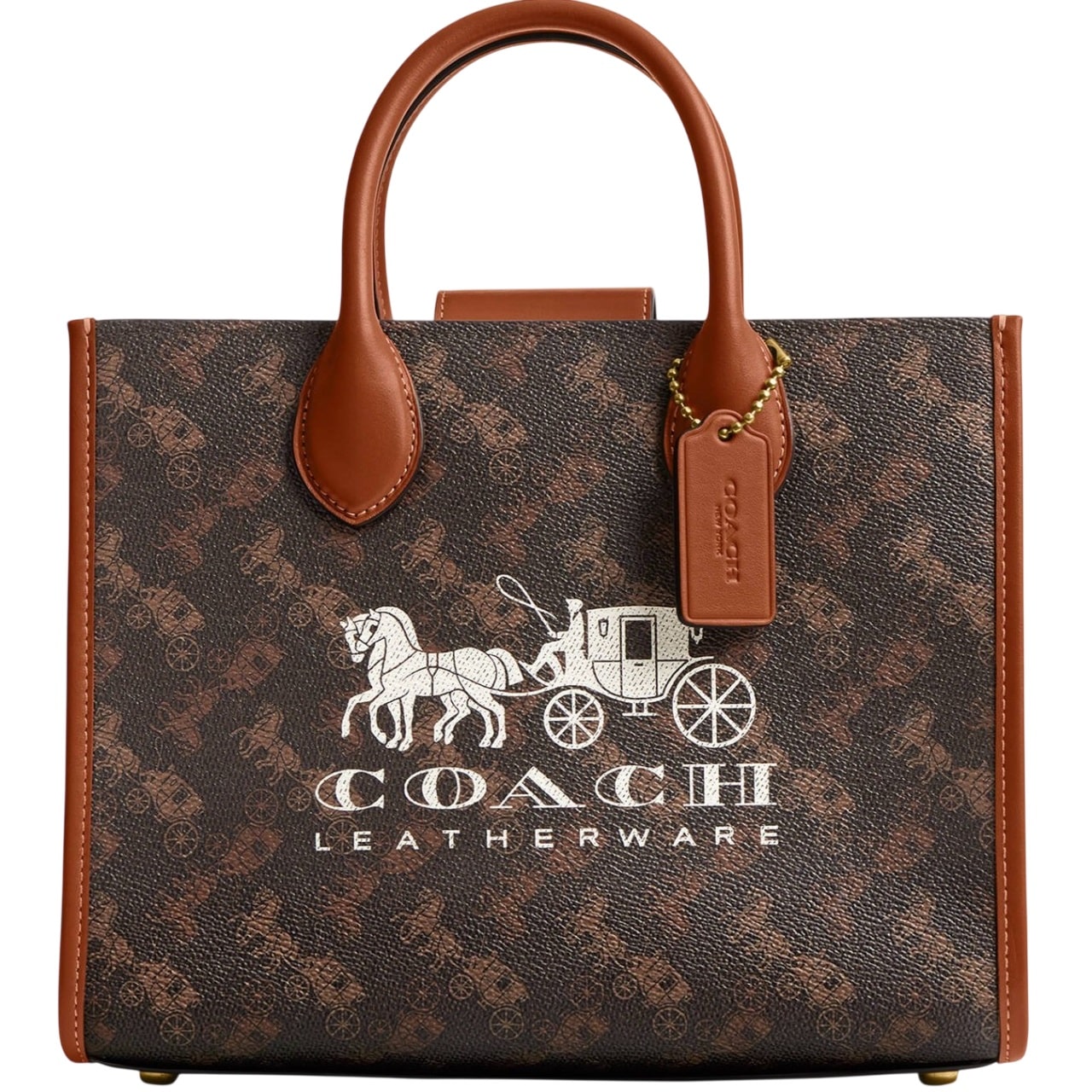 Túi Coach nữ Ace Tote 26 With Horse And Carriage Print Dark Brown CR680 4